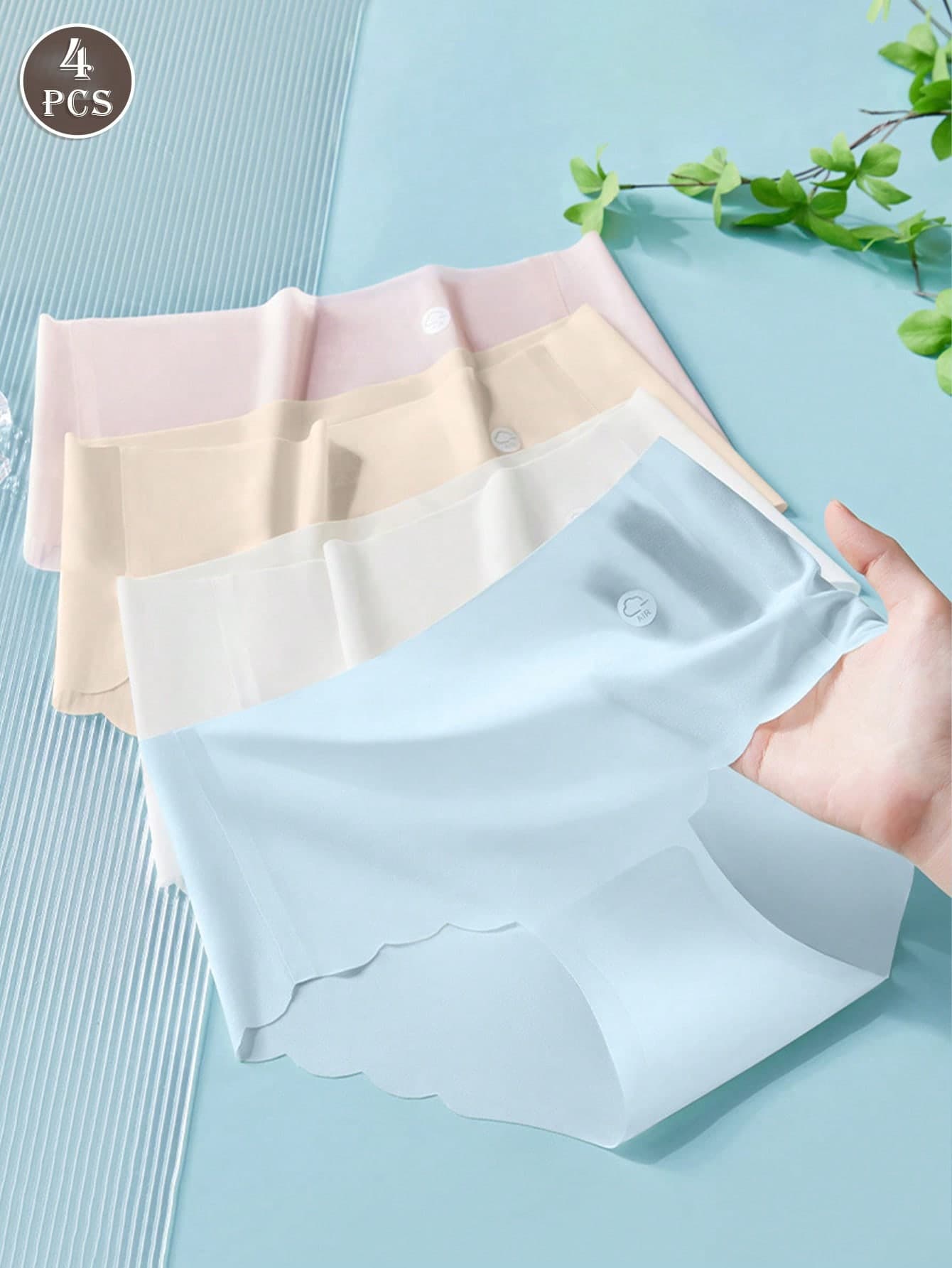 4pcs/Pack Women's Seamless Ice Silk Soft One Piece Underwear, Breathable Ultra-Thin Quick-Dry Stretch Briefs