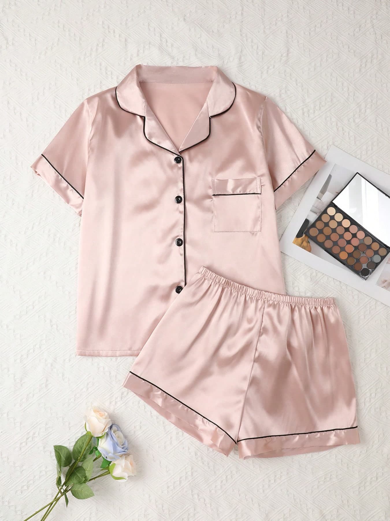 Satin Soft Smooth Premium Skin-Friendly Breathable Loungewear, Minimalist Elegant Slimming Versatile Machine Washable Easy Care, Slouchy Chic Daily Casual Comfortable Wearable Home Set