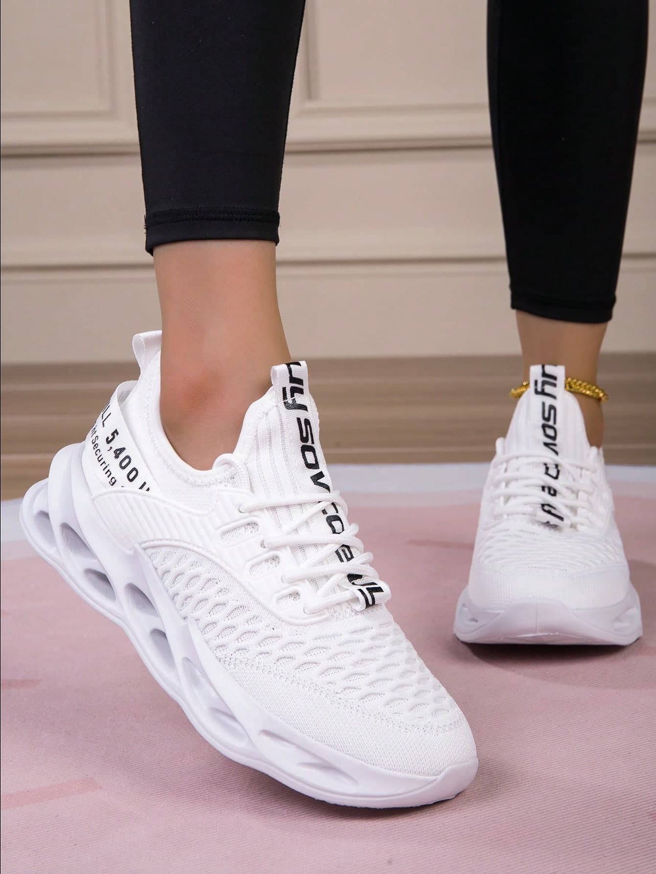 STARNOVO [Runs Large] Women's Fashion Solid Color Running Shoes, Breathable Non-Slip Sneakers, Lightweight & Comfortable Outdoor Sports Shoes, Soft Thick Sole Increase Height Chunky Sneakers, Shock Absorbing, Mesh Breathable, Slip-On Sock Shoes, Versatile For Casual, School, Travel, Walking, Size 35-45