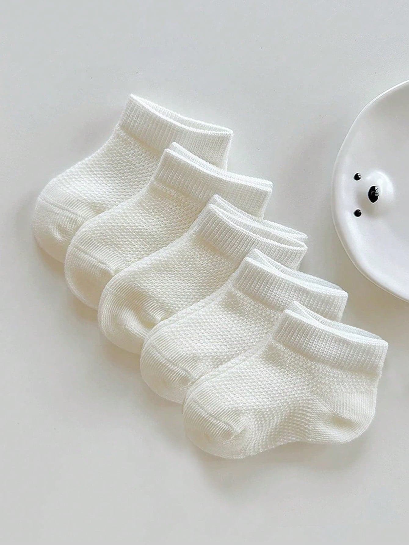 5 Pairs Toddler Solid Color Breathable Mesh Short Socks, Soft & Comfortable For Spring/Summer
