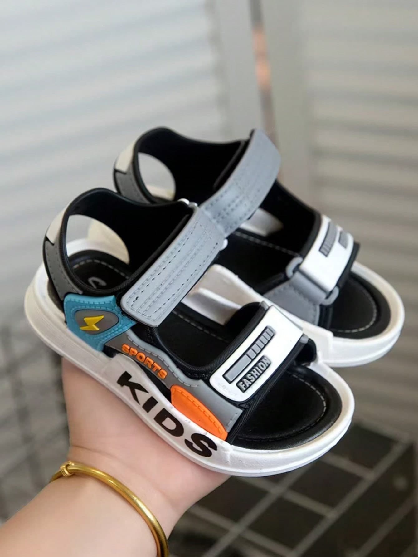HAHABOBO New Fashion Boys' Sports Sandals, Bold Letter Print, Casual Flat, Beach/Daily, Girls' Water Shoes, Lightweight, Autumn, School