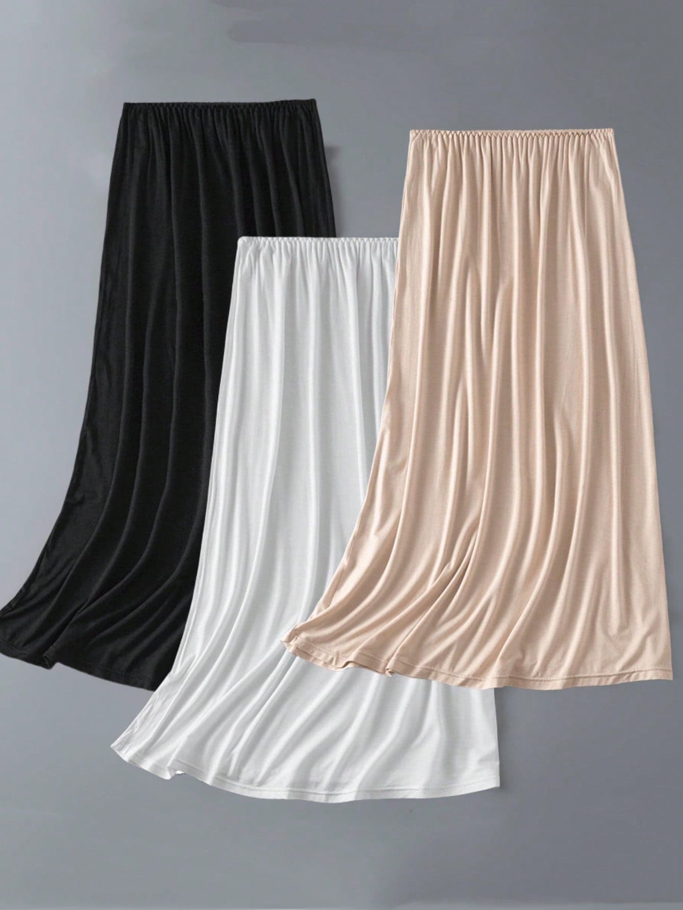 1pc Modest Modal Mid-Length Below Knee Ladies Underskirt Solid Color Anti-Exposure Half Slip Skirt, Spring/Summer Summer, School Fall