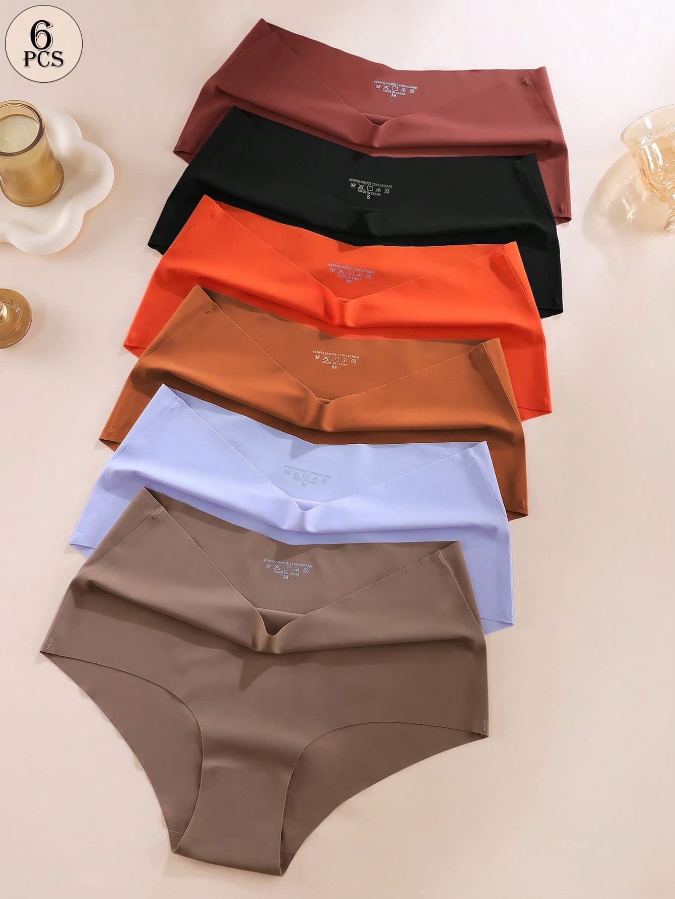 Aofeiqike 6pcs High Quality European & American Style Plus Size Women's High Waist Sexy Seamless Briefs, Breathable Soft Comfortable Underwear