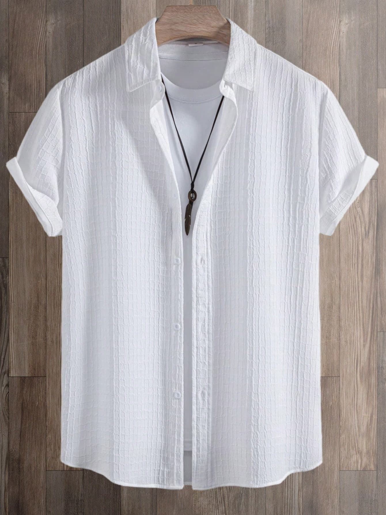 Men's Summer Solid Color Short Sleeve Casual Shirt