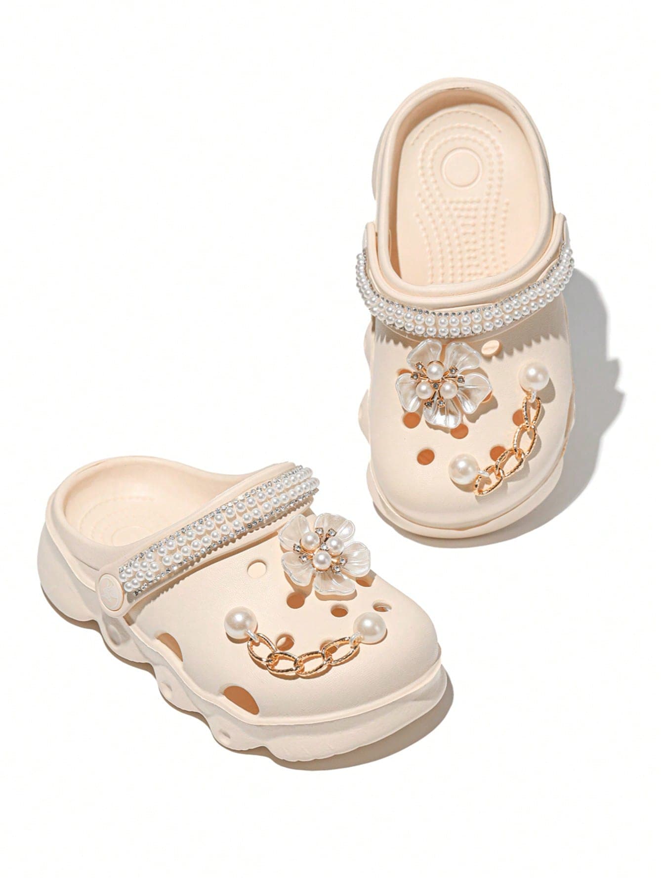 HOEASE Girls' Fashion Lightweight Wooden Sole Shoes, EVA Soft Sole Breathable Comfortable Garden Shoes And Beach Shoes, Suitable For Home And Outdoor, All Season Wear