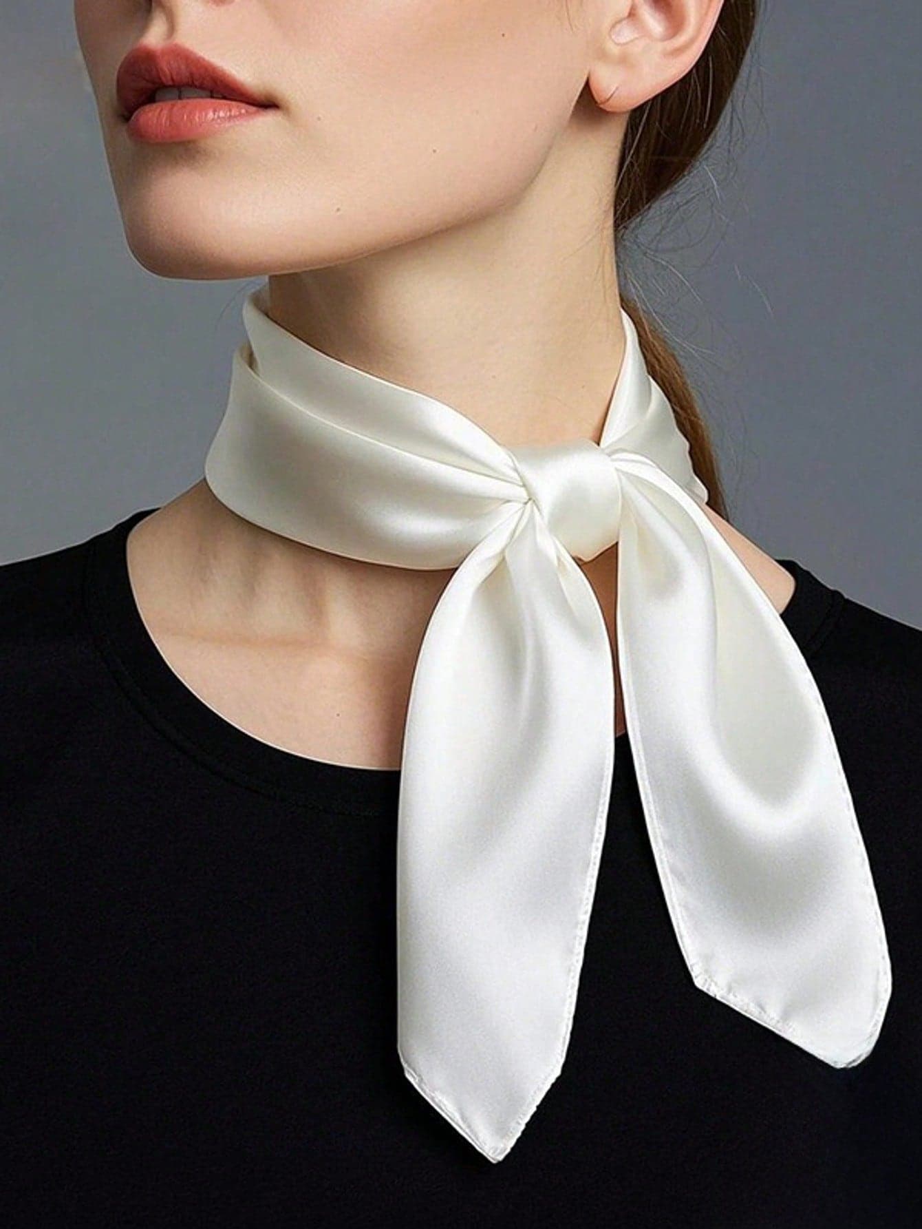1pc Women's Solid Color Faux Silk Satin Scarf, Minimalist Square Scarf/Headscarf/Neckerchief, For Daily Outings, Dates, Gatherings