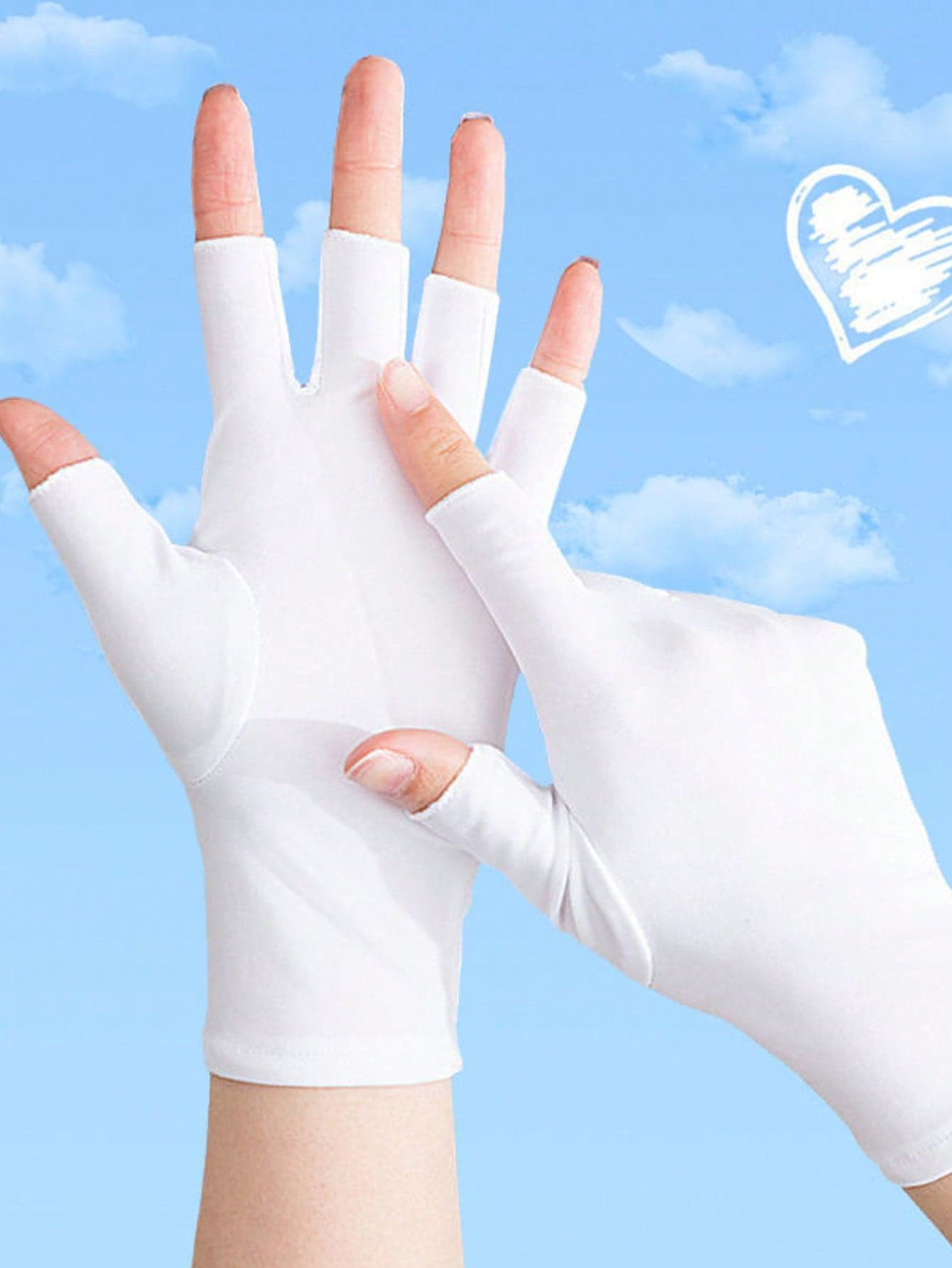 1pc UV Protection Fingerless Gloves, Solid Color Nail Art Gloves, Elastic Quick-Drying Sun Blocking Gloves For Outdoor Activities In Summer Summer