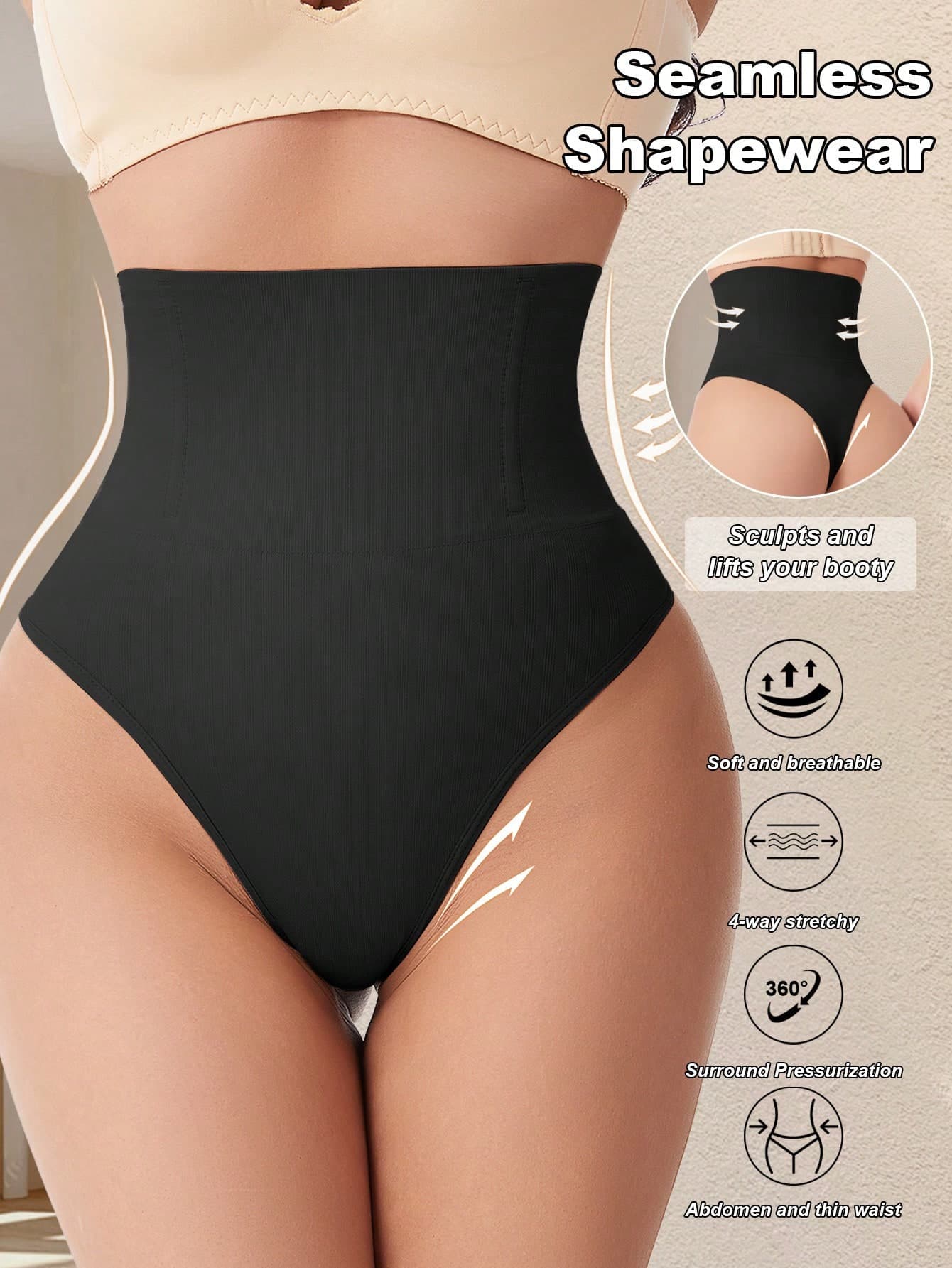 High Waist Seamless Shaping Panties For Women, Tummy Control, Butt Lifting, Waist Slimming