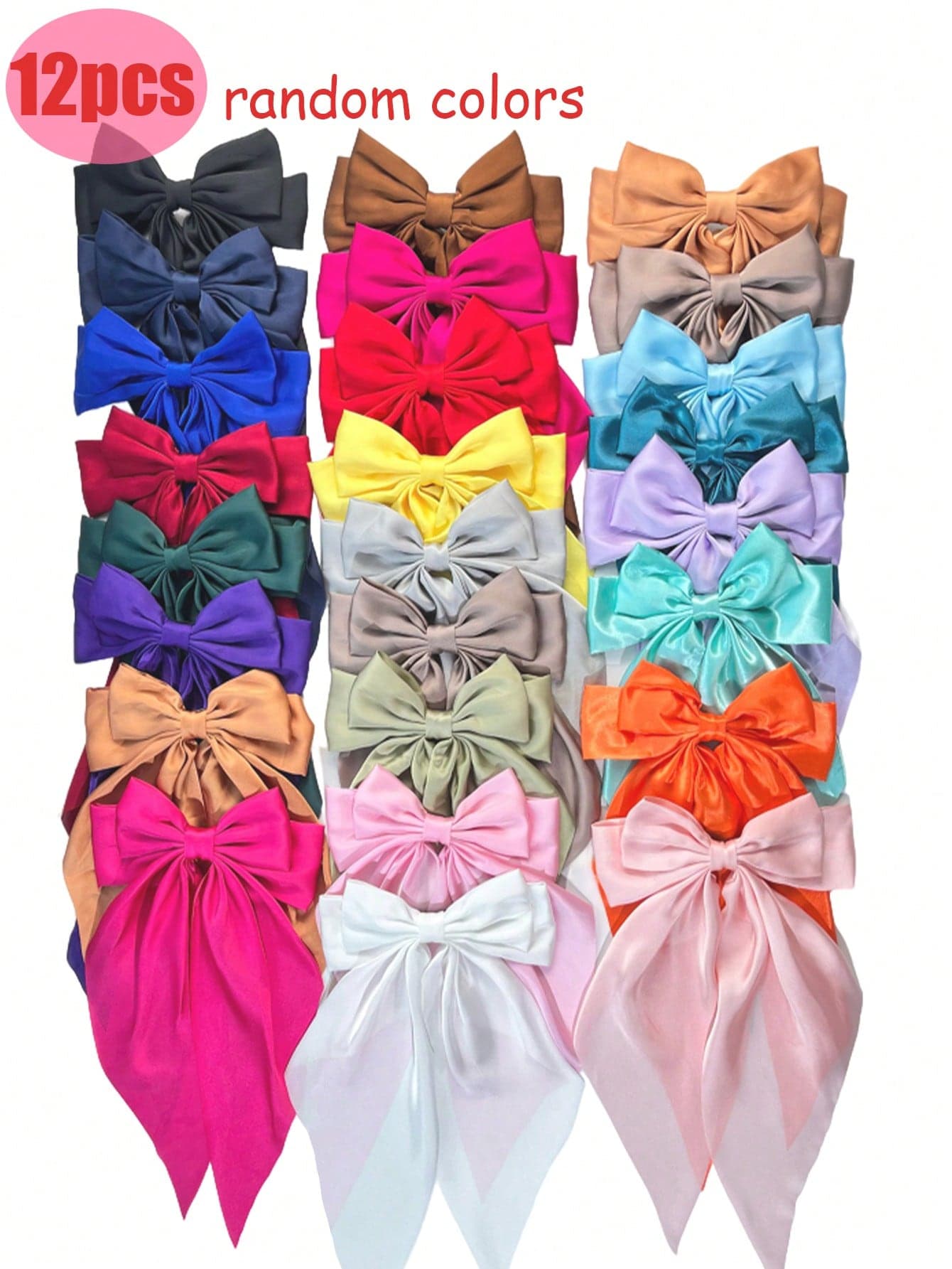 12pcs Random Color Bowknot Hair Clips, Fashion Girl Hair Accessories, Women Ribbon Bowknot Hair Clips, Ribbon Bowknot Hair Barrettes, Bowknot Party Hair Clips, Hair Clips, School Supplies, Head Accessories, Hairpin,Summer,Holiday,Travel,Festival,Birthday