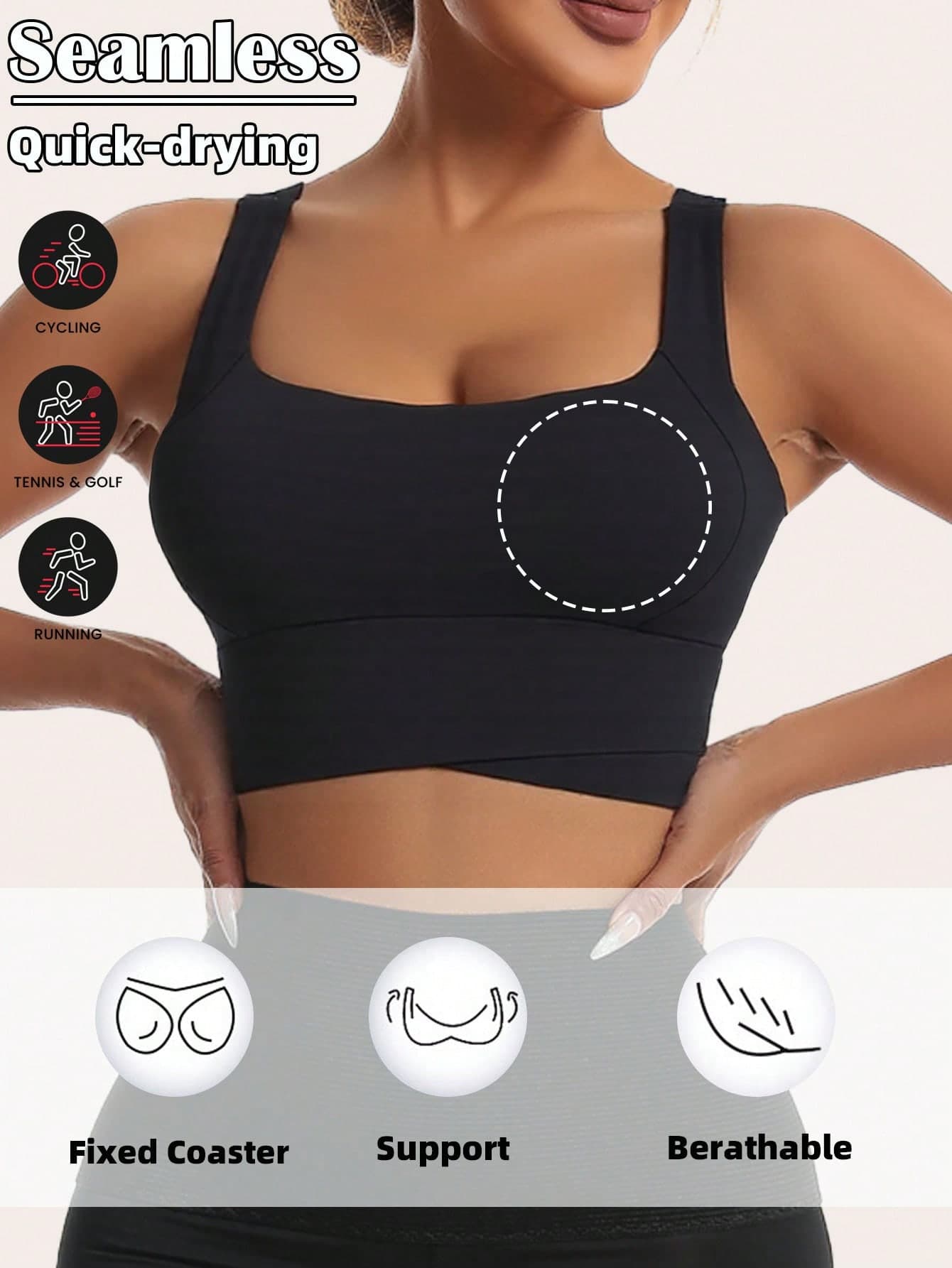 Yoga Tank Top Breathable Sports Bra, Shock-Absorbing & Tightening Function, Sculpting Back Lines, Fitness Training Tank Top