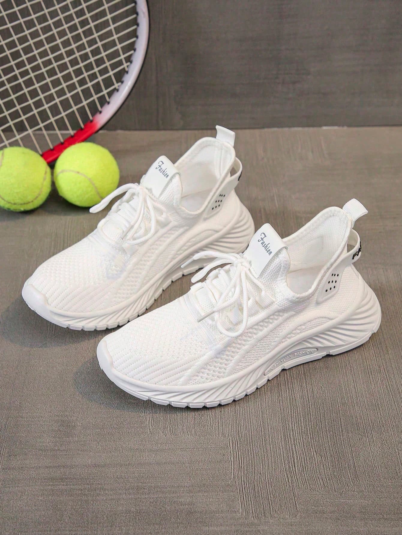 Women's Lightweight Breathable Casual Sports Shoes, Comfortable Running Fitness Sneakers, White Versatile Sneakers Suitable For All Seasons