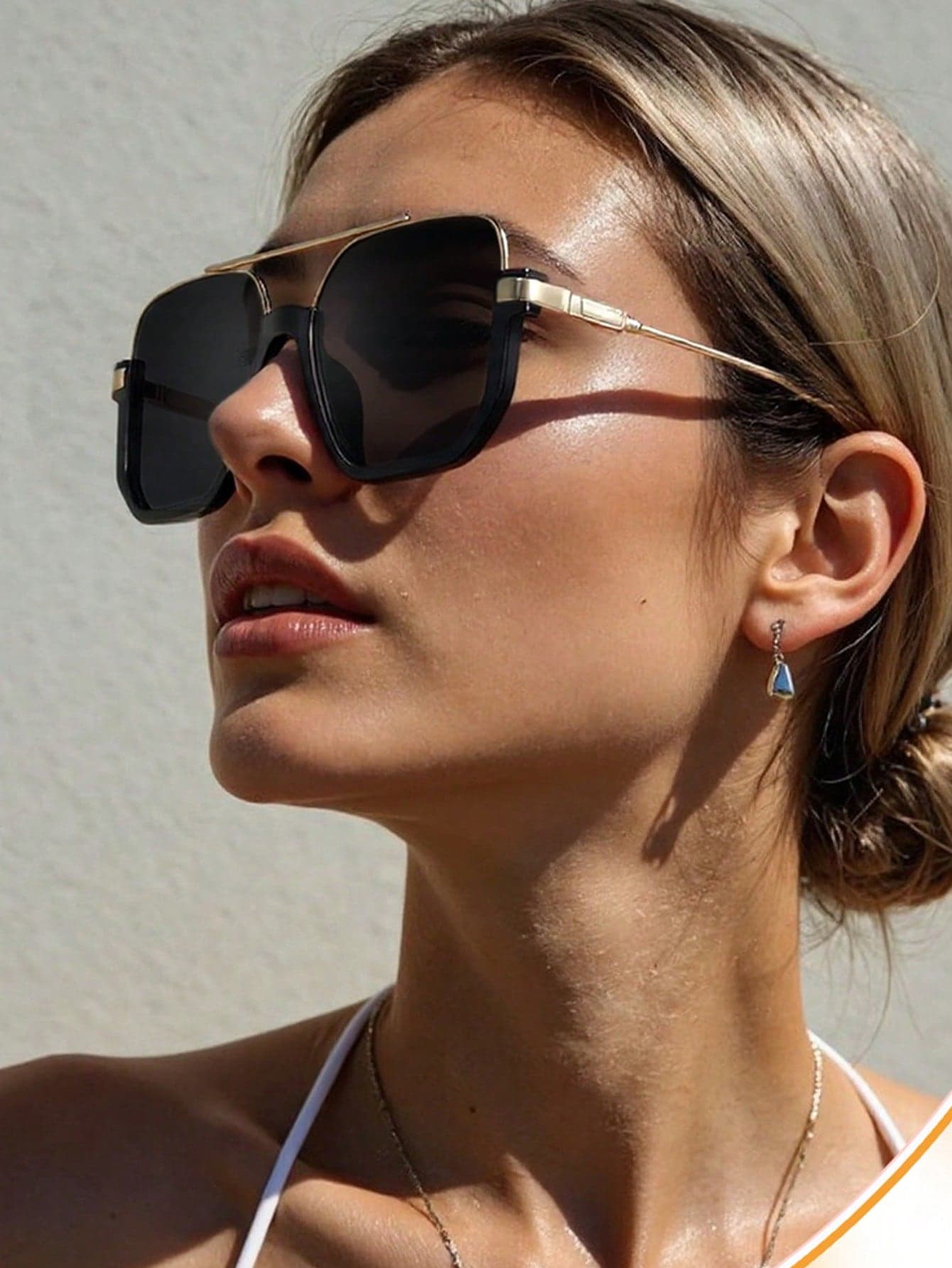 1 Pair Oversized Fashion Women's Minimalist Vintage Shades, Suitable For Daily Use