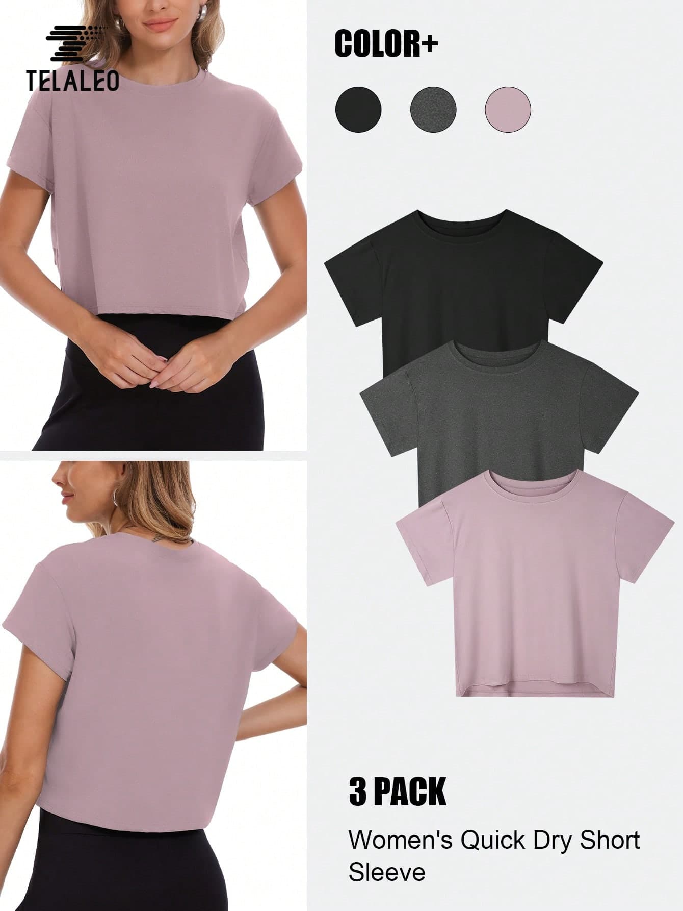 TELALEO 3 Packs Women's Loose Fit Crop Tops Summer Beach Outfits 4th Of July Athletic Tees Soccer Match Day Fan Wear Casual Shirts Sports