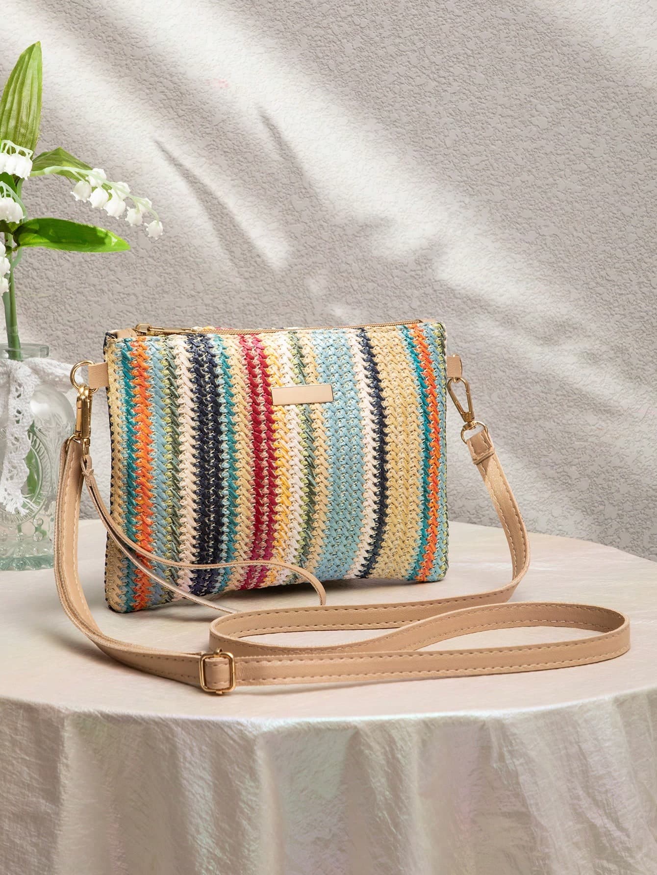 New Spring/Summer Woven Fashionable Women Shoulder Bag Versatile Small Square Crossbody Bag Wholesale ,Beach Bag,Straw Bag