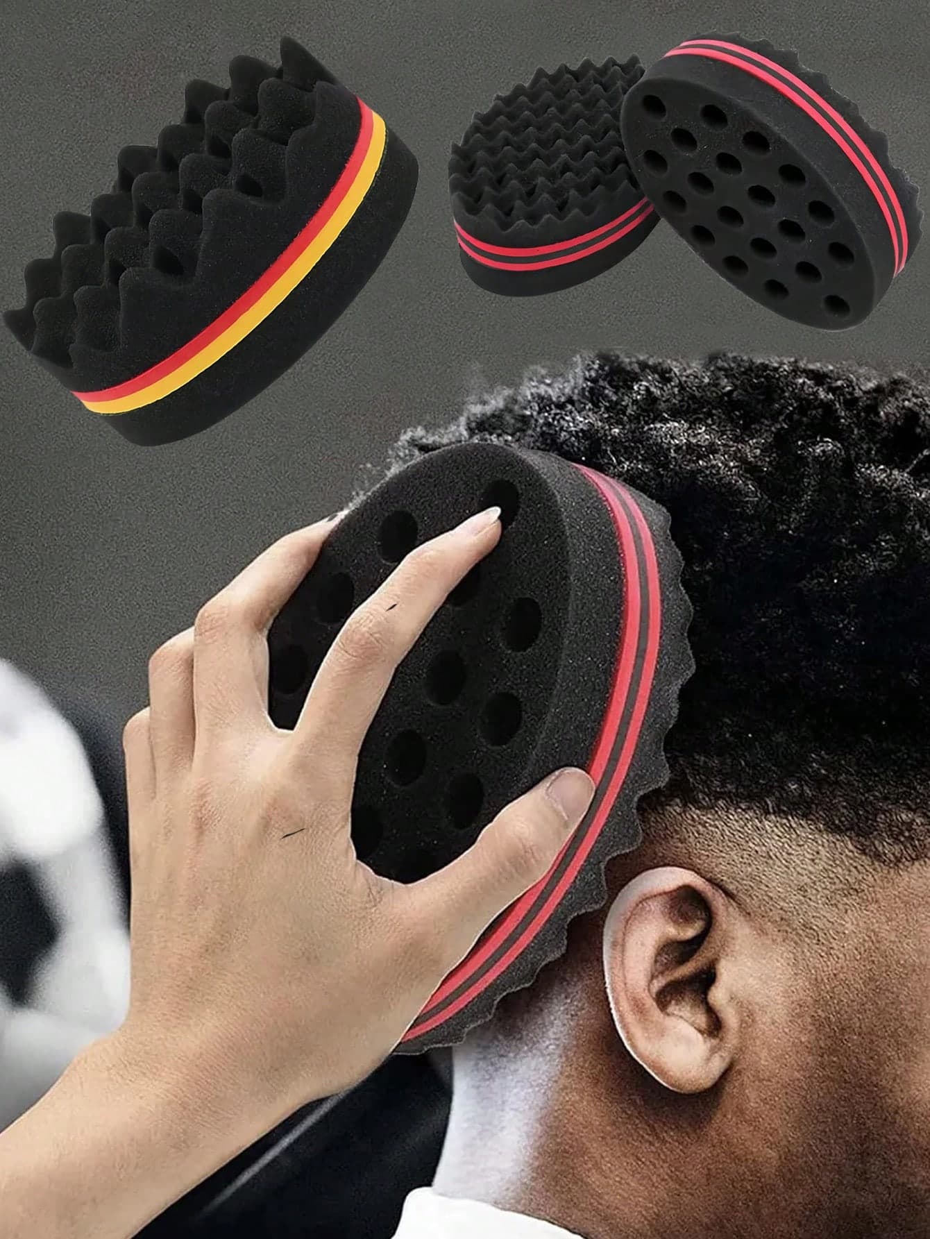 1pc Curly Hair Care Tool Sponge, Sponge Brush, Suitable For Perming Hair, Perming Sponge, Styling Sponge, Curly Hair Sponge, Braid Styling Dreadlock Curly Wave Sponge Brush, Hair Care Product, Hair Care Tool, Hair Care Supplies, Barber Accessories