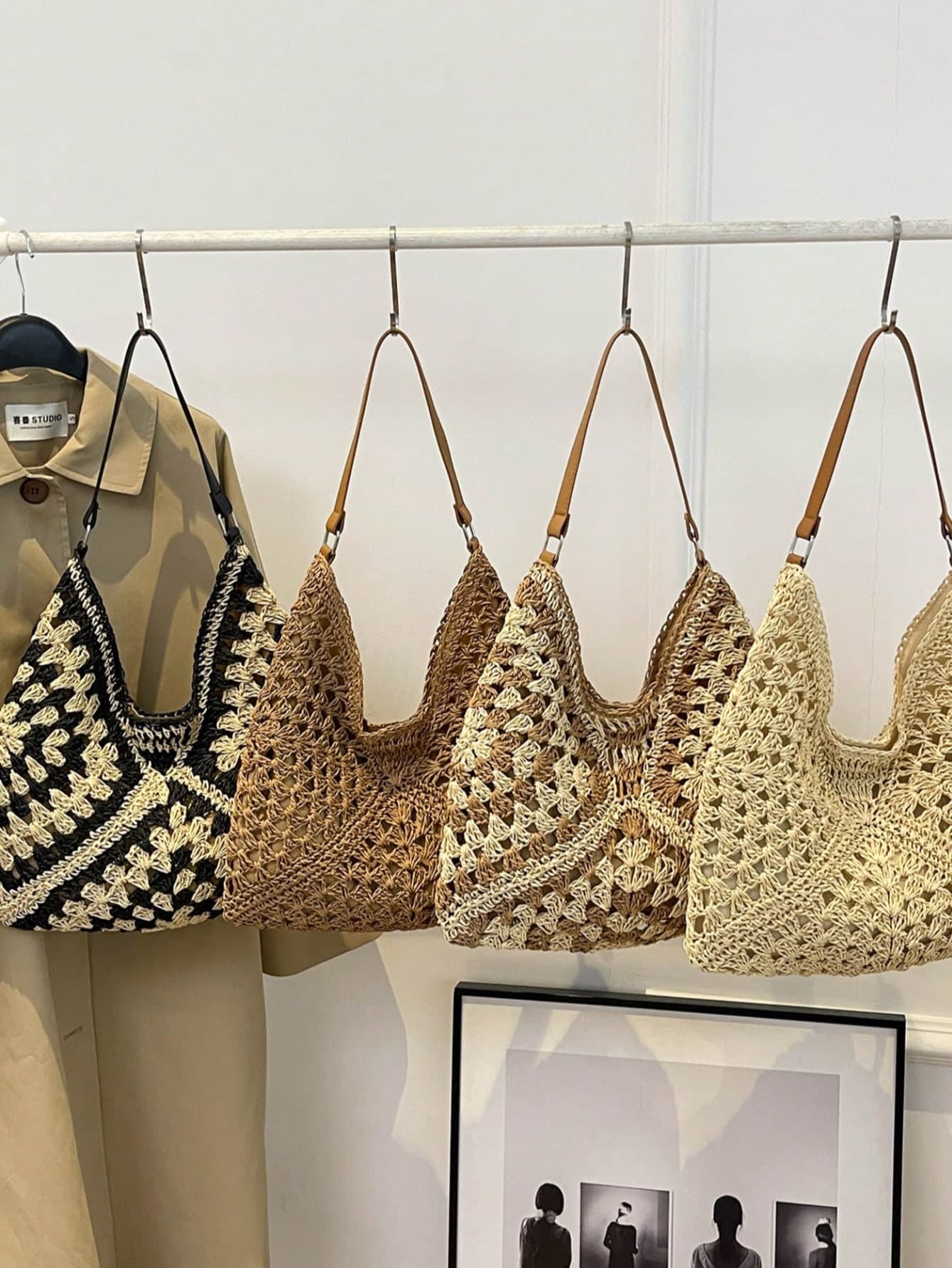 New Stylish Sweet Woven Straw Bag, Fashion Ins Woven Paper Rope Shoulder Bag, Bohemian Style Beach Bag