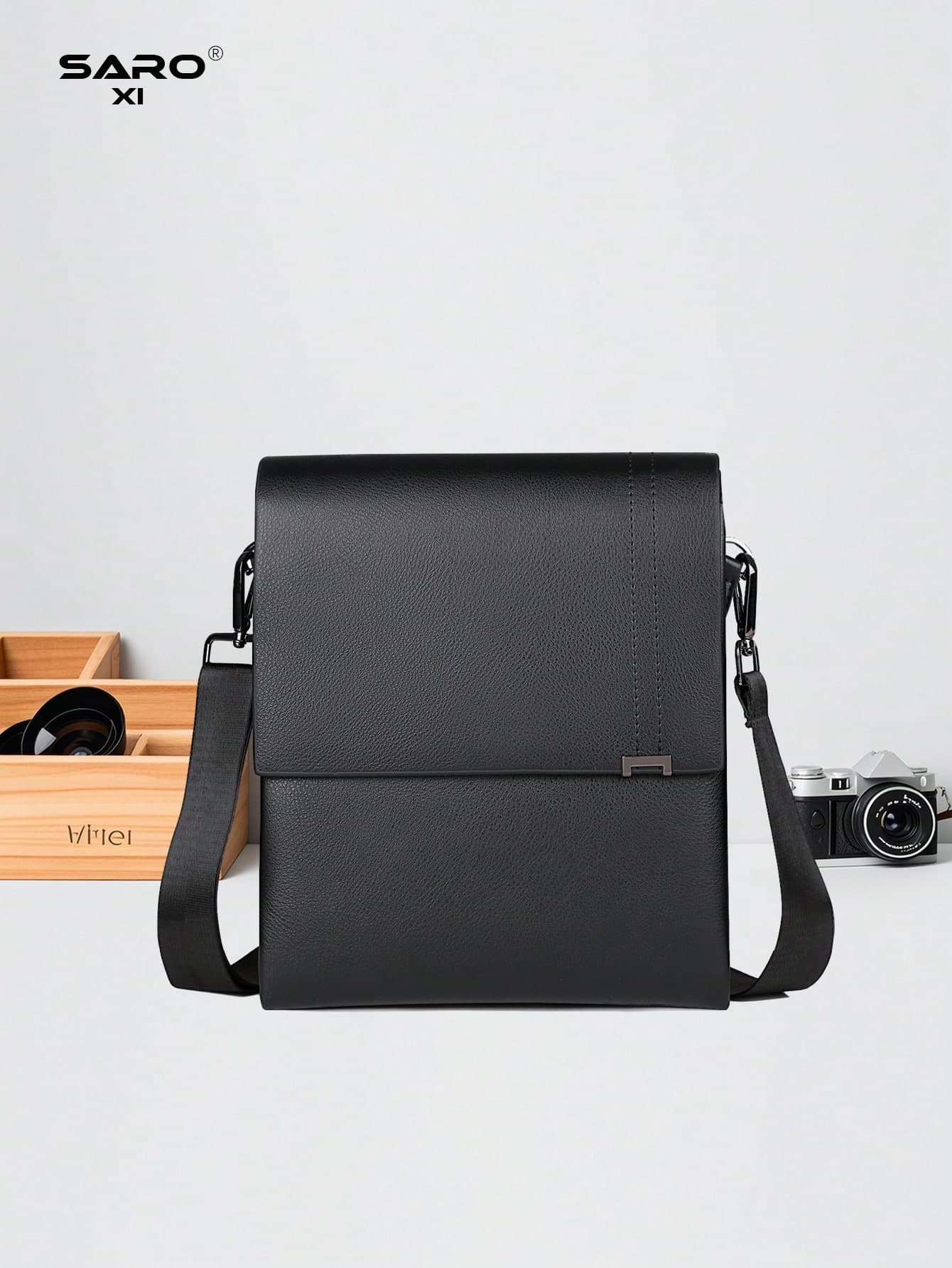 saroxi 1pc Men Shoulder Crossbody Bag Messenger Bag With Side Pockets Multi-Function Casual PU Leather Minimalist Style Black And Brown Bag, Gift For Boyfriend Side Bag Pouch Festival Valentine'S Day