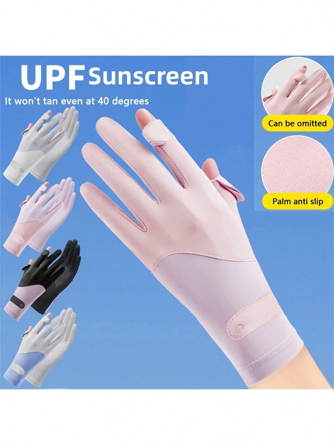 1 Pair Women Breathable Ice Silk UV Protection Gloves, Thin Fingerless Touchscreen Gloves, For Driving Riding, Cool And Comfortable, Gift For Girlfriend/Mother