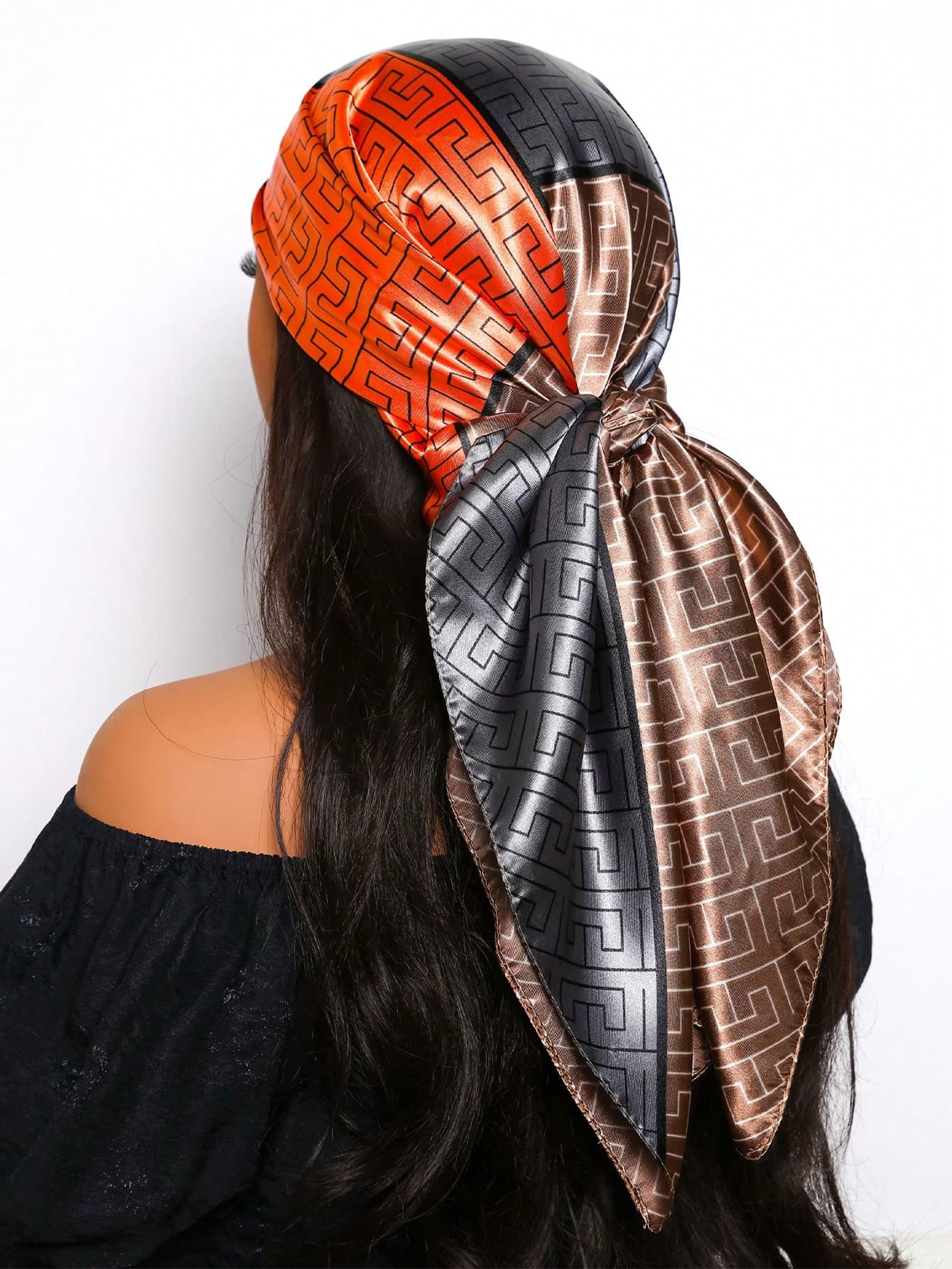1pc 90cm Women's Polyester Square Scarf, Elegant Fashion Printed Bandana, Suitable For Casual And Street Outfits As Scarf, Hair Accessory, Headband, Styling Decoration