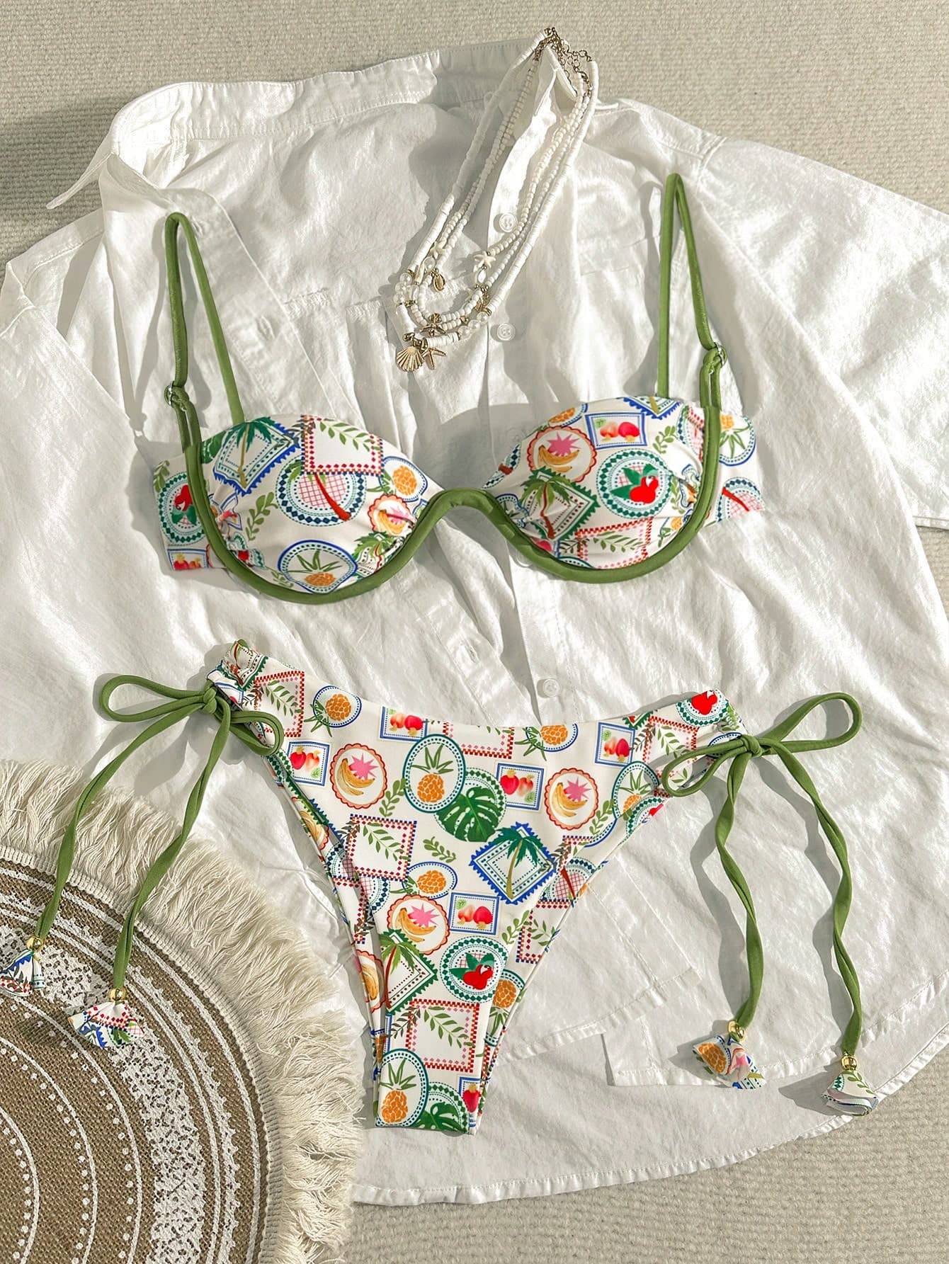 Bikinx Women's Tropical Print Bikini Set, Vacation Beach Summer