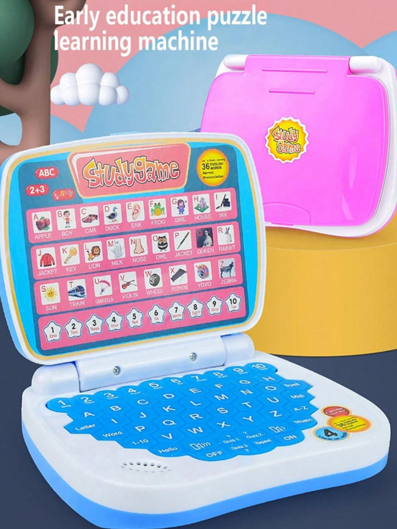 1pc Kids Learning Tablet Computer Educational Simulation Laptop Toy, Interactive Story & Music Machine, Christmas Gift For Boys And Girls