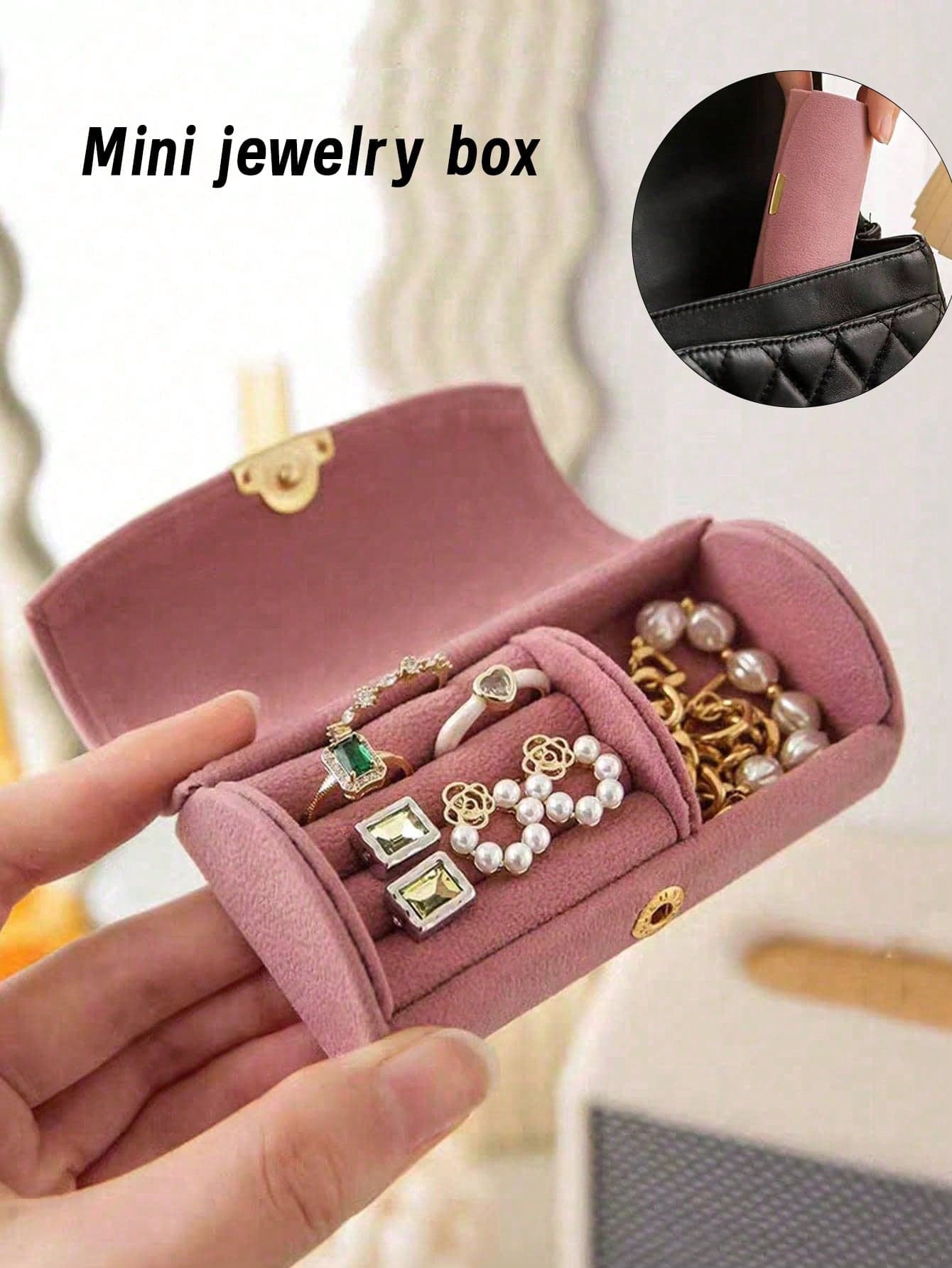 1pc Elegant Jewelry Box, Jewellery Box, Multifunctional Small Jewelry Storage Box, Makeup Box, Earring, Ring, Travel Jewelry Organizer, Travel