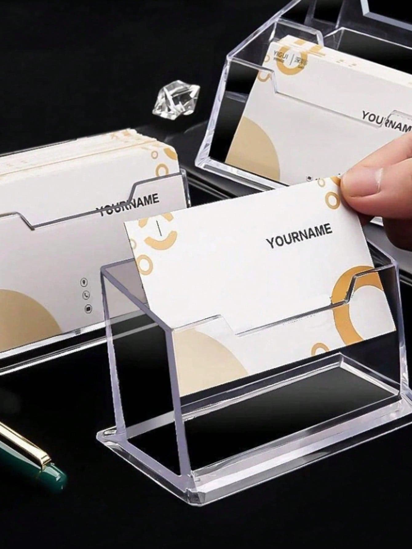 4/1 Acrylic Business Card Holder, Acrylic Business Card Box, Plastic Business Card Holder, Transparent Desktop Business Card Box, Office Business Card Holder, Acrylic Business Card Box, Thickened Creative Transparent Desktop Storage Box, Reception Desk Business Card Holder