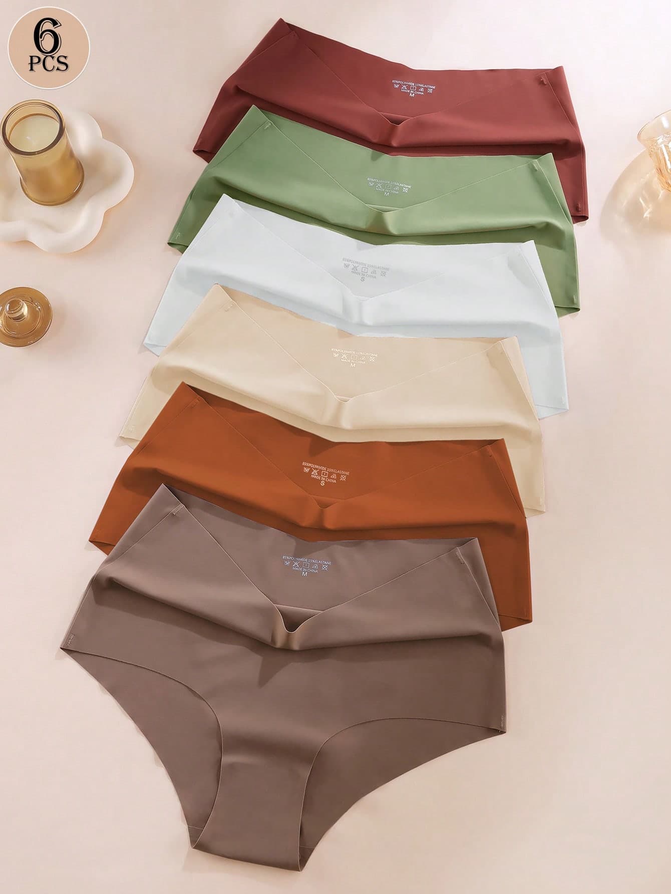 Aofeiqike 6pcs High Quality European & American Style Plus Size Women's High Waist Sexy Seamless Briefs, Breathable Ice Silk Soft Comfortable Underwear