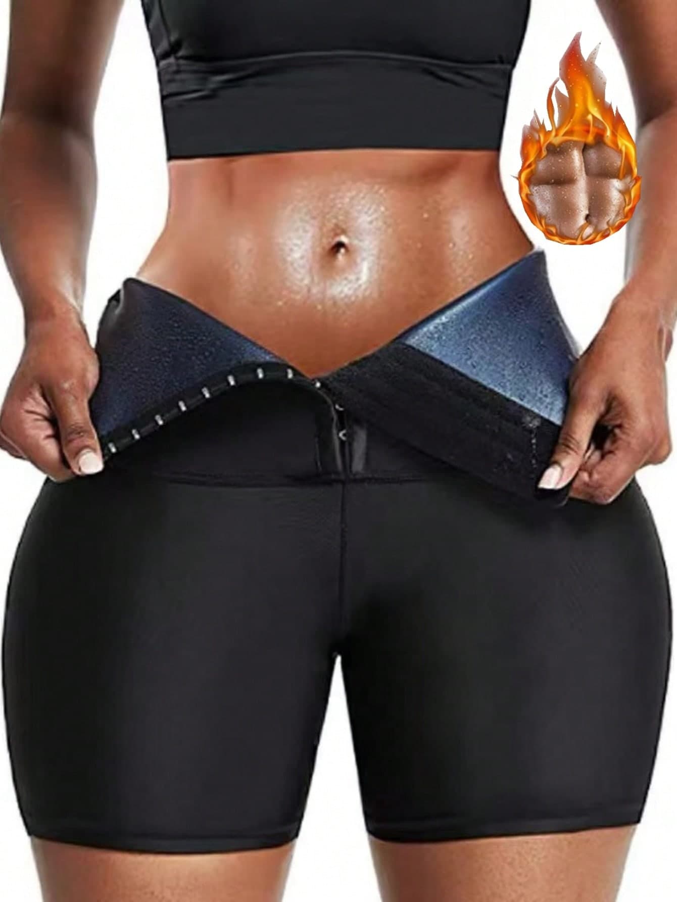 1pc,Outdoor Sports Sweatshirt 3-Minute Shapewear, Suitable For Running, Yoga, Fitness And Other Sports, Cross-Border Hot Selling Women's Breasted Sweatshirt 3-Minute Pants With Semi Coated PU Sweatshirt 3-Minute Pants,Please Match The Size You Need When Making A Purchase Spring