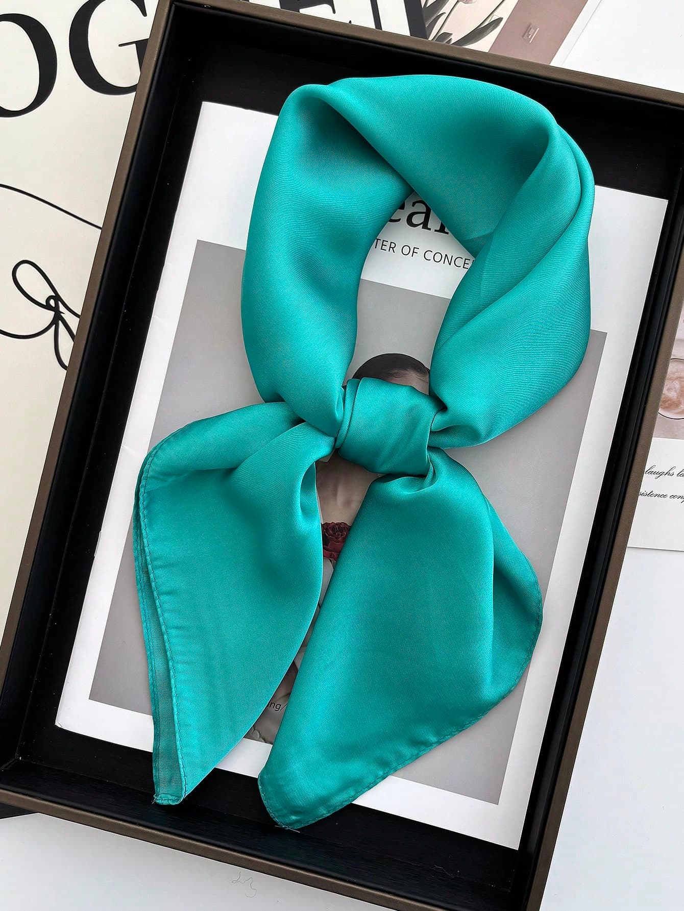 1pc Women's Solid Color Handkerchief Scarf, Small Shawl Scarf, Square Headscarf, Square Hairband, Muslim Hijab