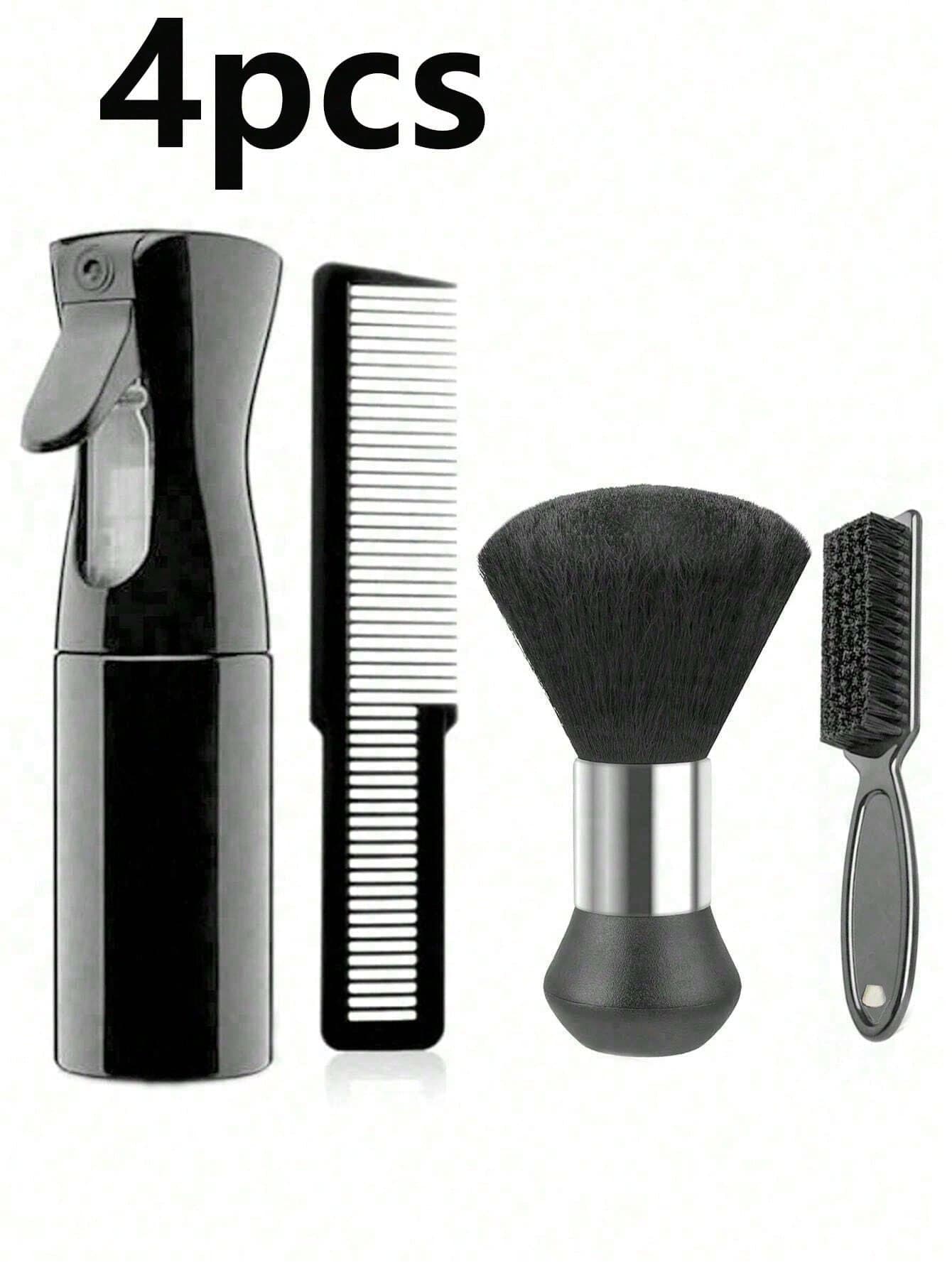 4pcs Professional Haircutting Tool Set - Hair Clipper Cleaning Brush, Heat-Resistant Styling Comb, Men's Nylon Bristle Beard Brush - Salon-Grade Haircutting Accessories Set, Suitable For All Hair Types, Back To School, Travel And Vacation Essentials, Suitable For Women