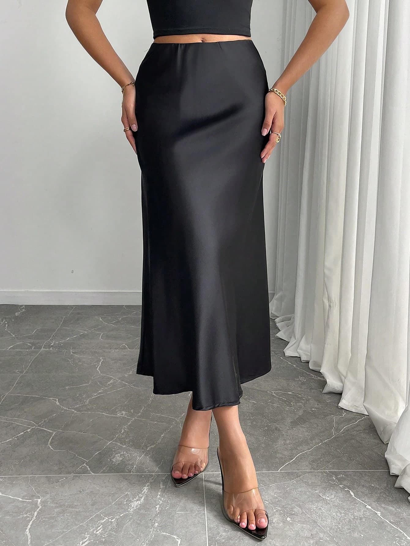 Mobula Sound Sexy Fitted Satin Mermaid Skirt, Versatile Casual Elegant Fashion Party Skirt For Women, Summer