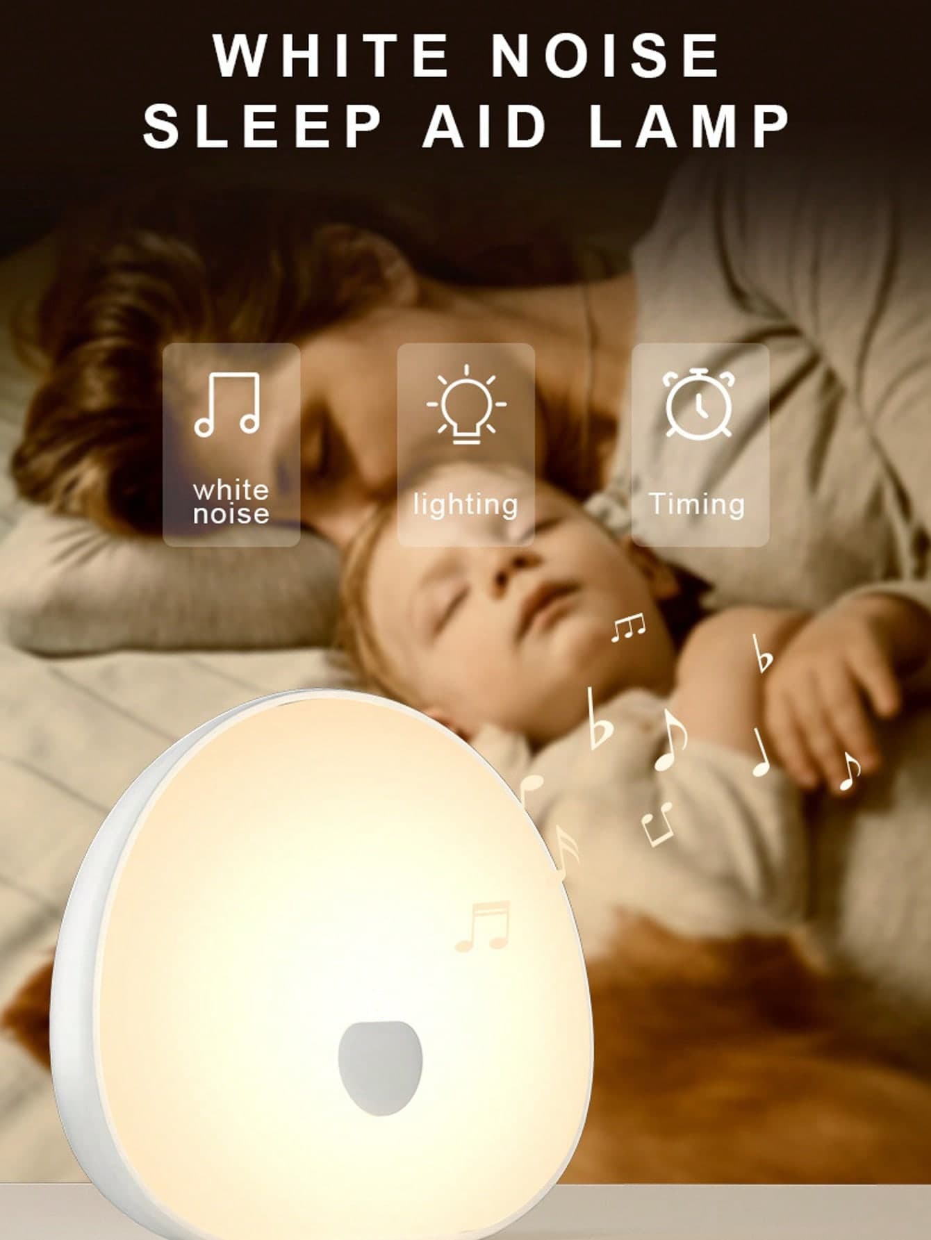 1pc LED White Noise Night Light, RGB Sleep Night Lamp With Natural Sound Effects, Color Changing, Sleep Timer And USB Charging, Soothing White Noise Generator To Improve Sleep And Relaxation