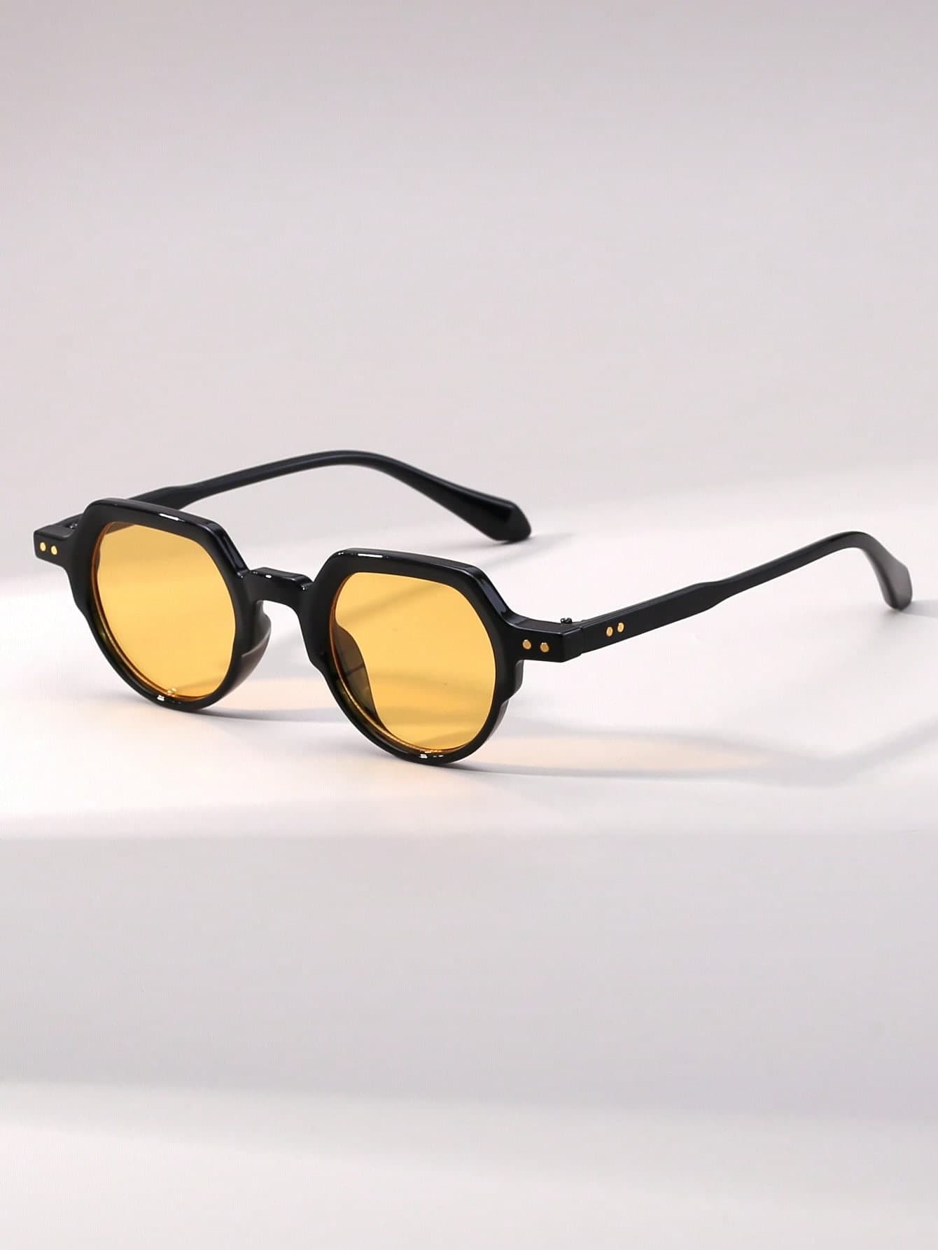 1 Pc Men's Retro Small Round Frame Fashion Street Shooting High Quality Glasses, Suitable For Daily Wear And Decoration