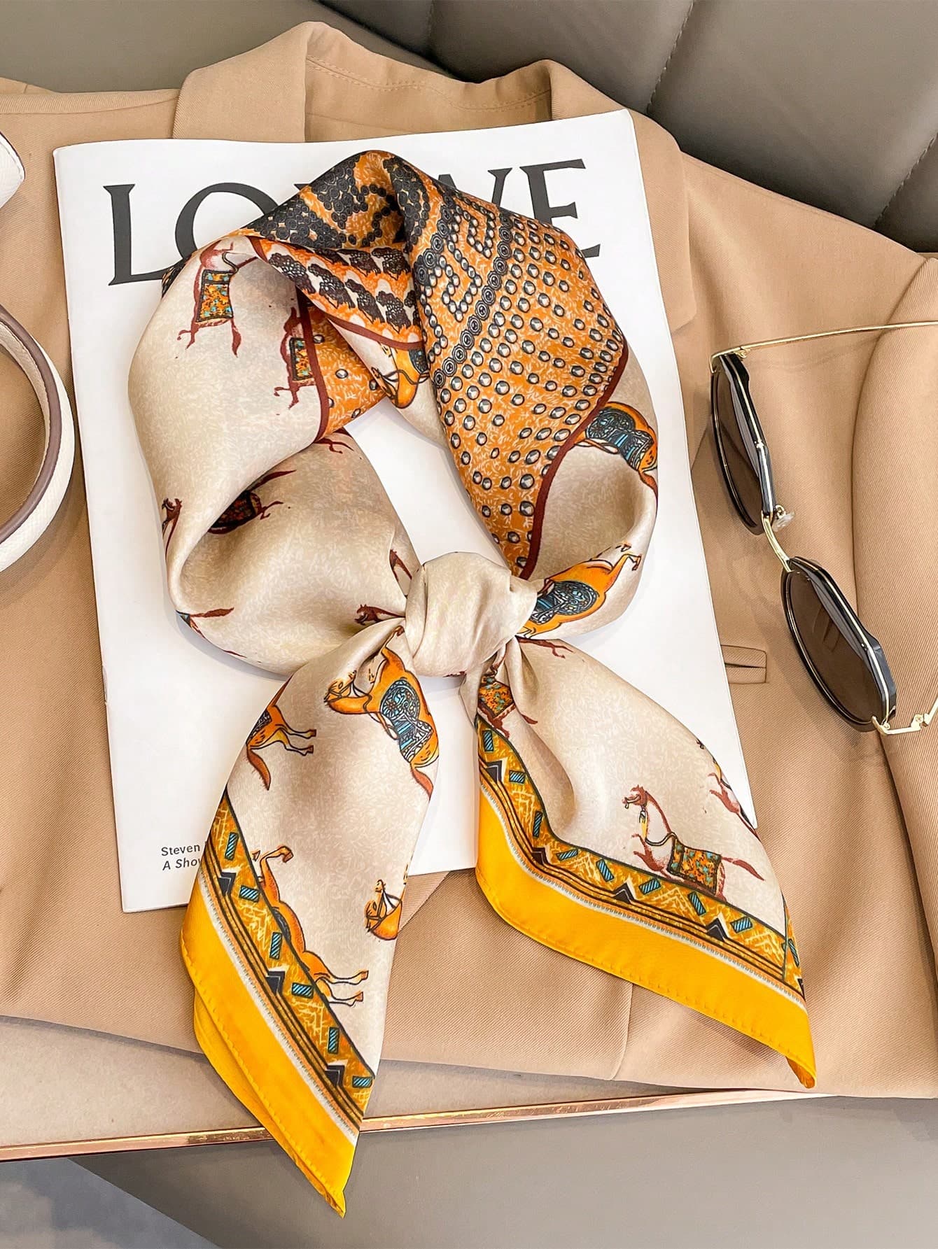 1pc Women's Luxurious Bohemian Style Satin Scarf, Size 27.56 Inches, Silky Smooth Texture, For Parties, Vacations, Daily Travel