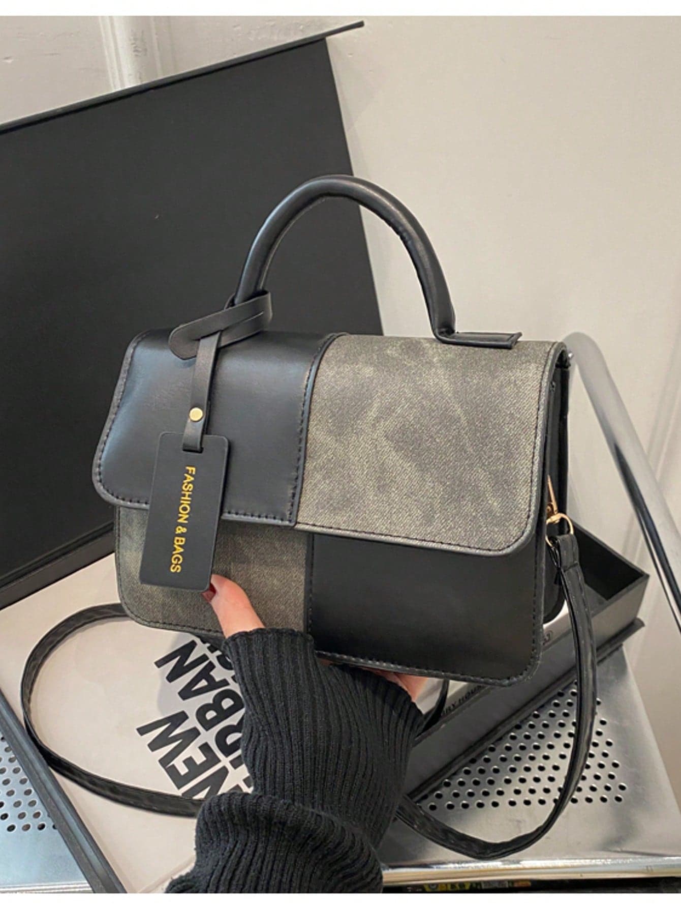 New Fashion Simple Plaid Patchwork Women Handbag Shoulder Crossbody Bag, Suitable For Daily, Work, Casual, Commute, Festival Gift , Old Money , Valentines Gifts