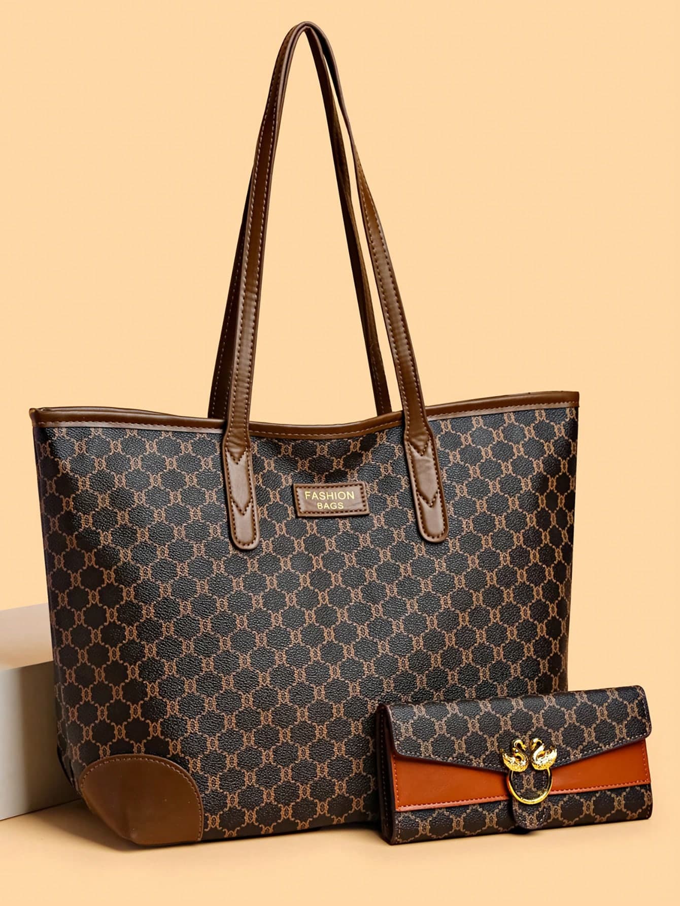 1 Set Large Capacity Tote Bag & Wallet, Fashionable Shoulder Bag For Middle-Aged Women, Autumn/Winter
