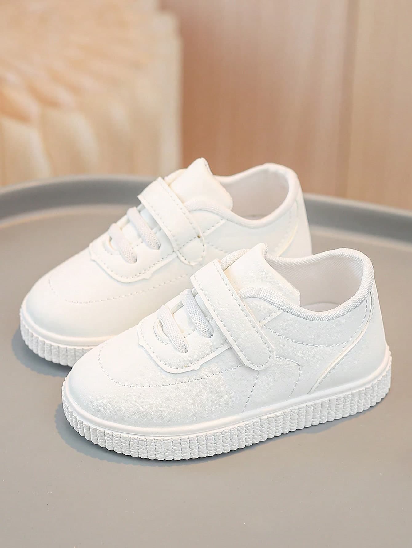 1 Pair Children PU Leather Lightweight Comfortable Fashionable Girls Shoes, Spring/Autumn Low-Top Embroidered Little White Sneakers