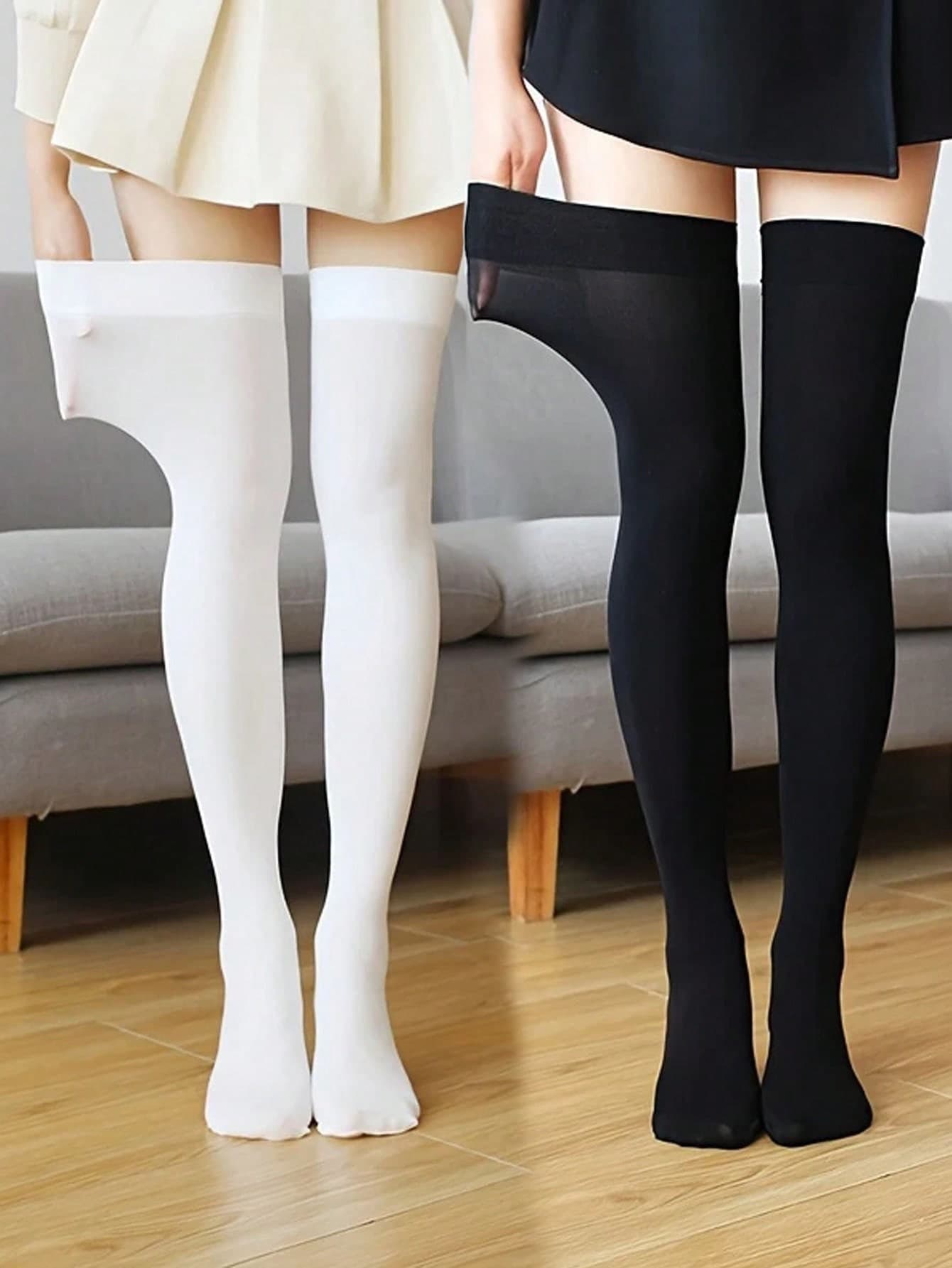1/2 Pairs Of Women's Spring And Autumn Velvet Stockings Above The Knees, Soft And Comfortable, Hand-Washable, Suitable For Daily Wear Christmas Gift