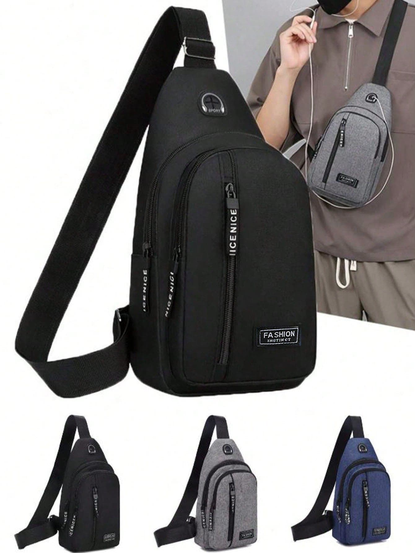 Men's Shoulder Bag, Father's Day Gift, Multi-Function Hiking Chest Bag, Lightweight Shoulder Backpack, Fun Gift Side Bag Hiking Accessory ,Fathers Day Gift ,City Bag
