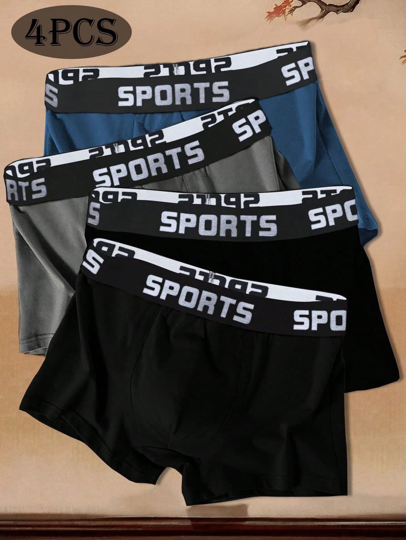 4pcs/Pack Men's Underwear, High Elastic Breathable Men's Boxer Briefs, Basic Style Trunks, Fashion Gift, Plus Size Men's Underwear