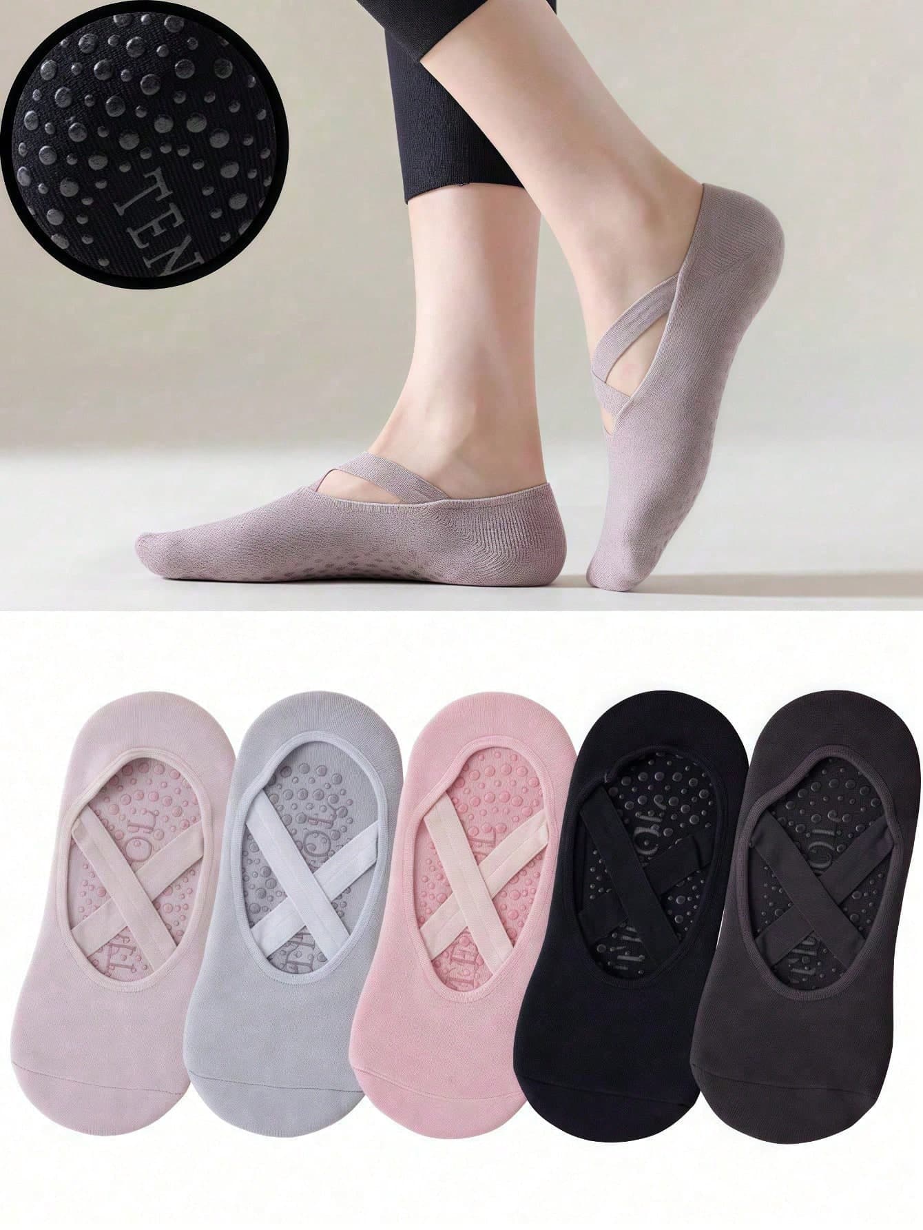 1/3/4 Pairs Women Pilates Non-Slip Yoga Socks, Non-Slip Socks, Neutral Medical Socks, Ankle Support, Shock Absorbing Sports Socks