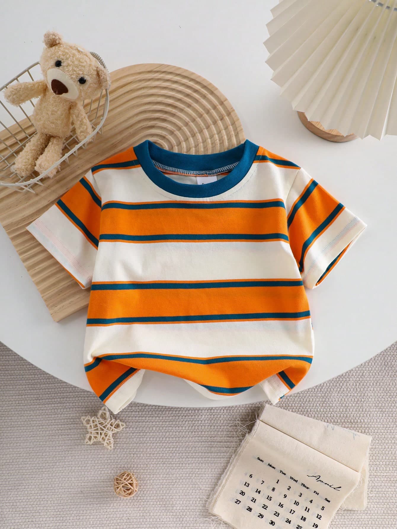 Baby Striped Short Sleeve T-Shirt, High Stretch Soft Breathable Cotton Tee, Lightweight Summer Top