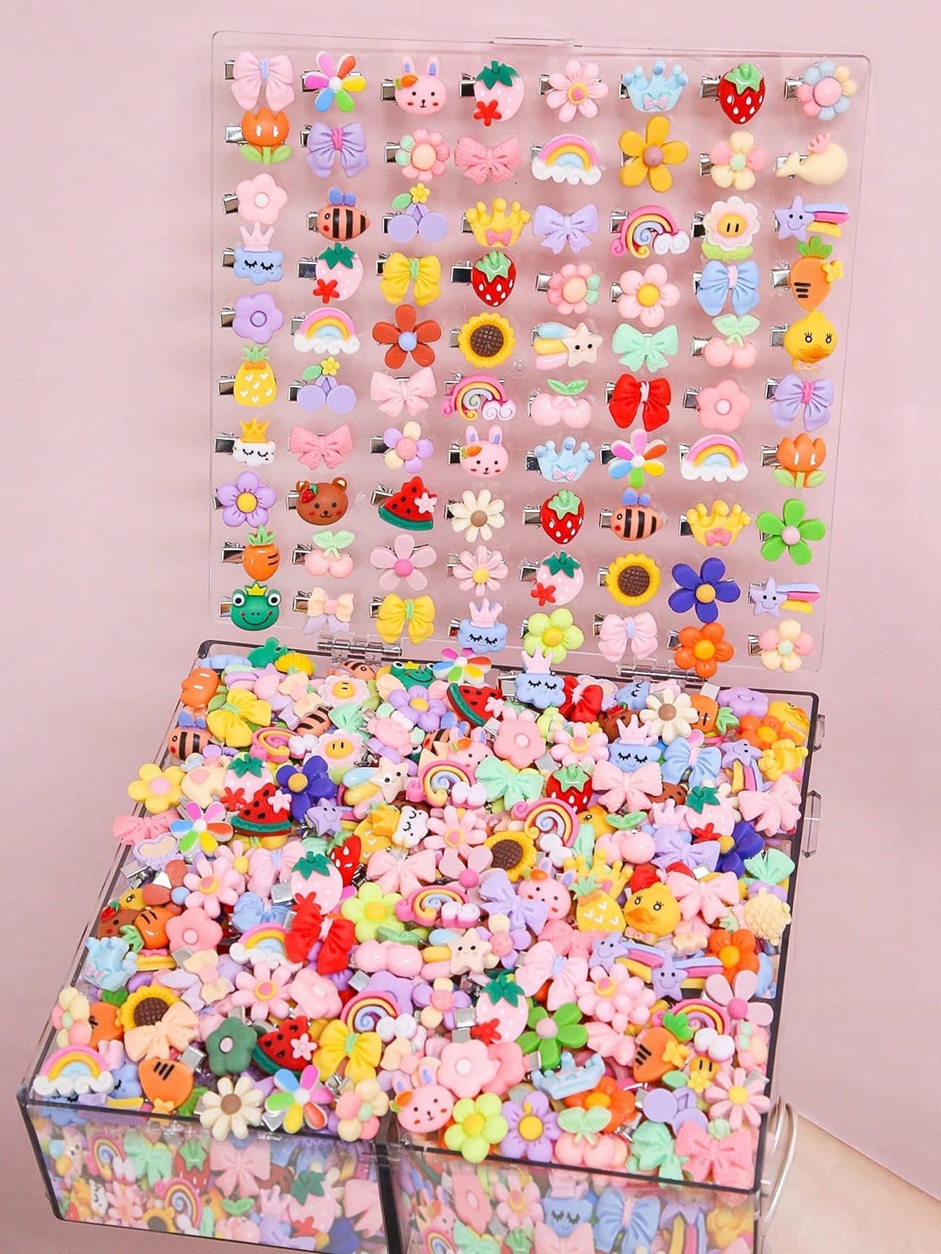 50pcs/Set Girls Fruit, Animal, Flower, Rainbow, Star, Crown Design Hair Clips, Side Bangs Clips, Front Bangs Clips, Fashion Versatile Hair Accessories, Suitable For Daily Use