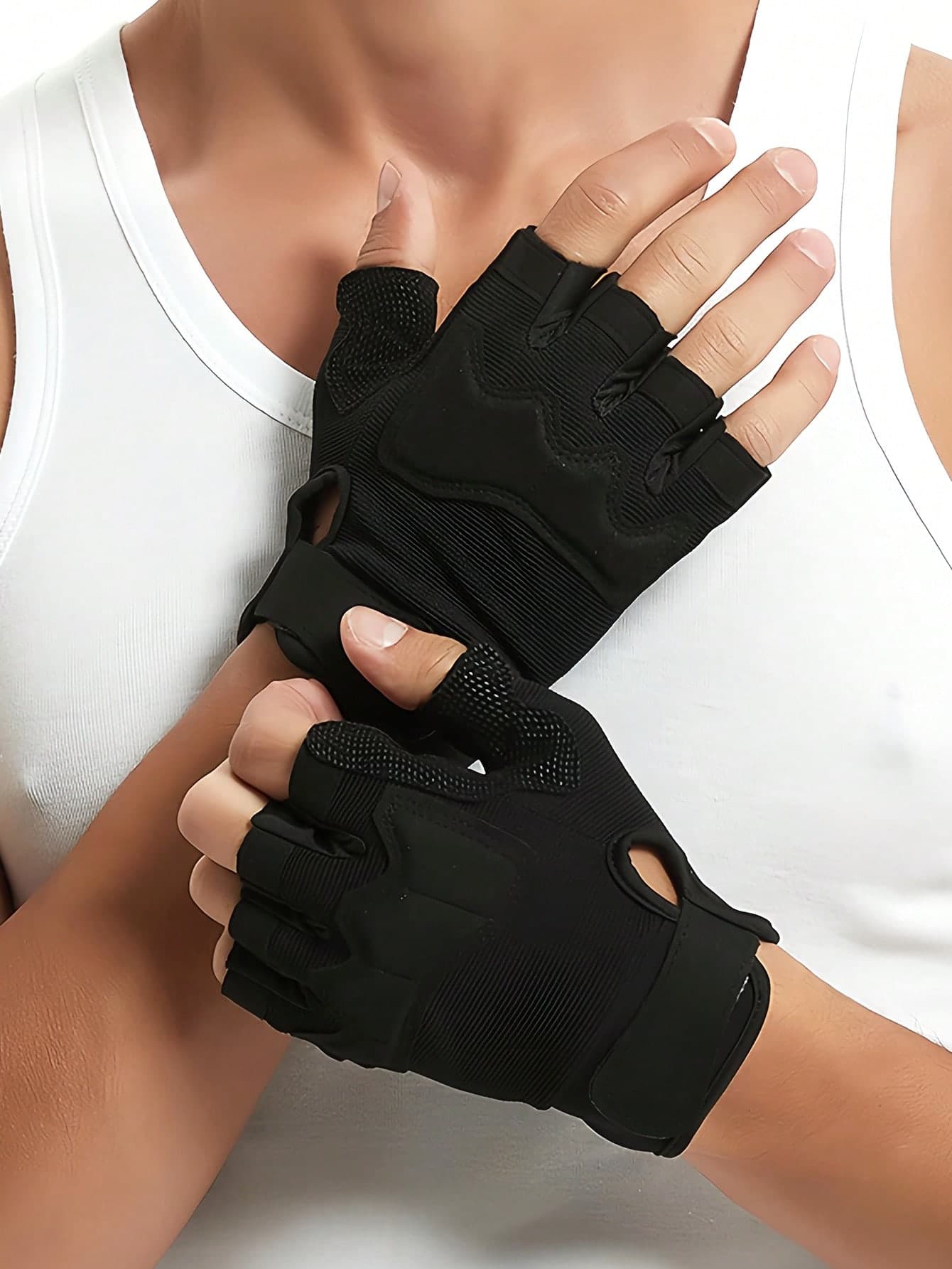 1 Pair Black Fingerless Gloves, Breathable And Lightweight Fingerless Tactical Gloves For Outdoor Activities Like Shooting, Hunting, Motorcycle Riding And Rock Climbing