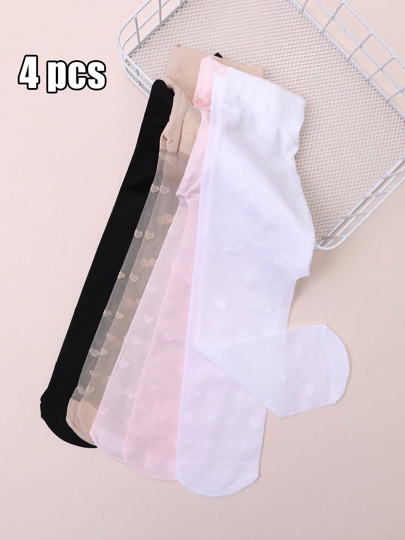 4 Pairs Baby/Toddler Girls' Lightweight Cute And Sweet Style Tights/Dance Socks For Spring/Summer
