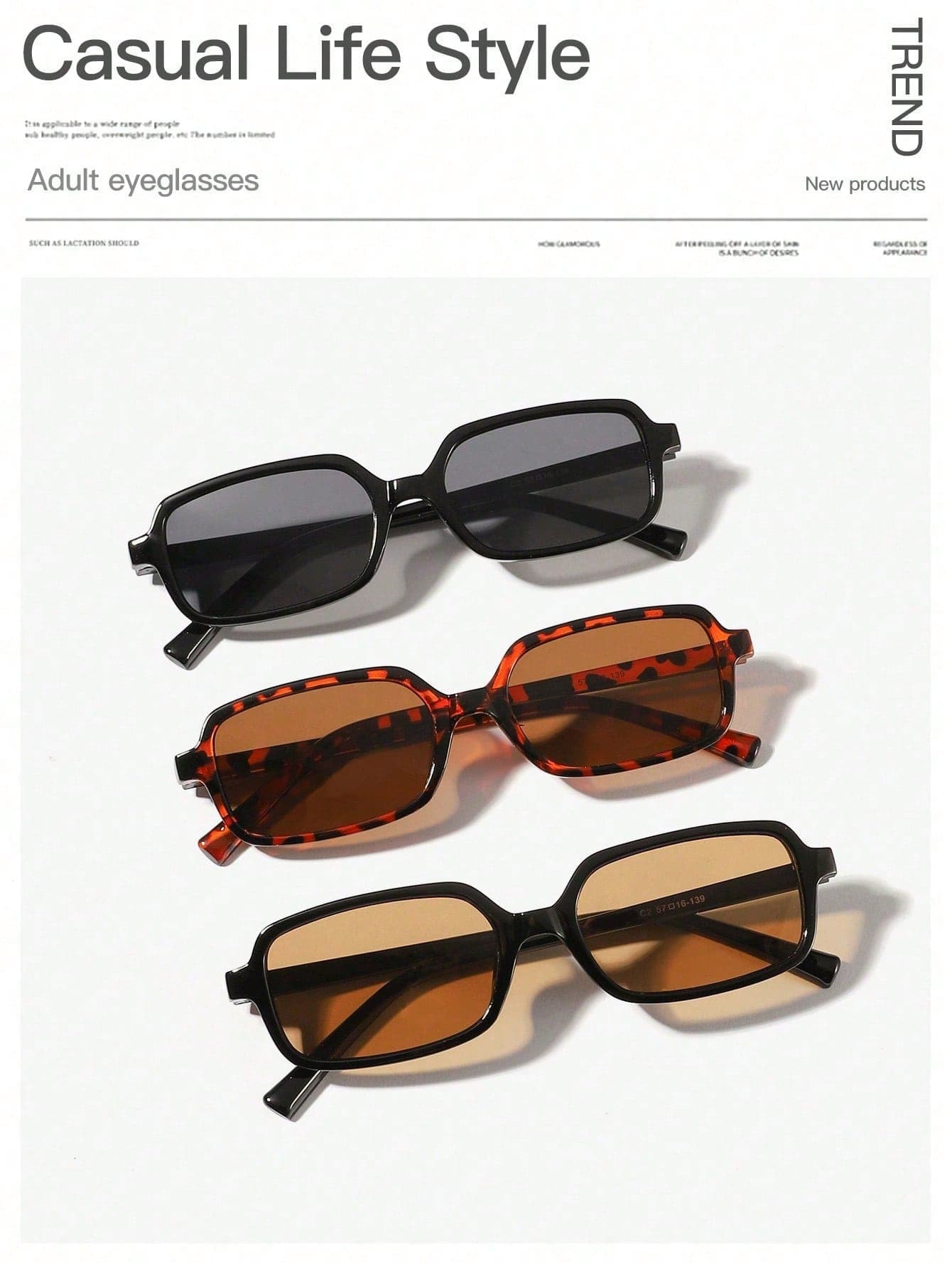 2/3/4 Pcs Women Casual Rectangular Fashion Glasses, Suitable For Daily, Vacation, Holiday Gifts And Everyday Wear