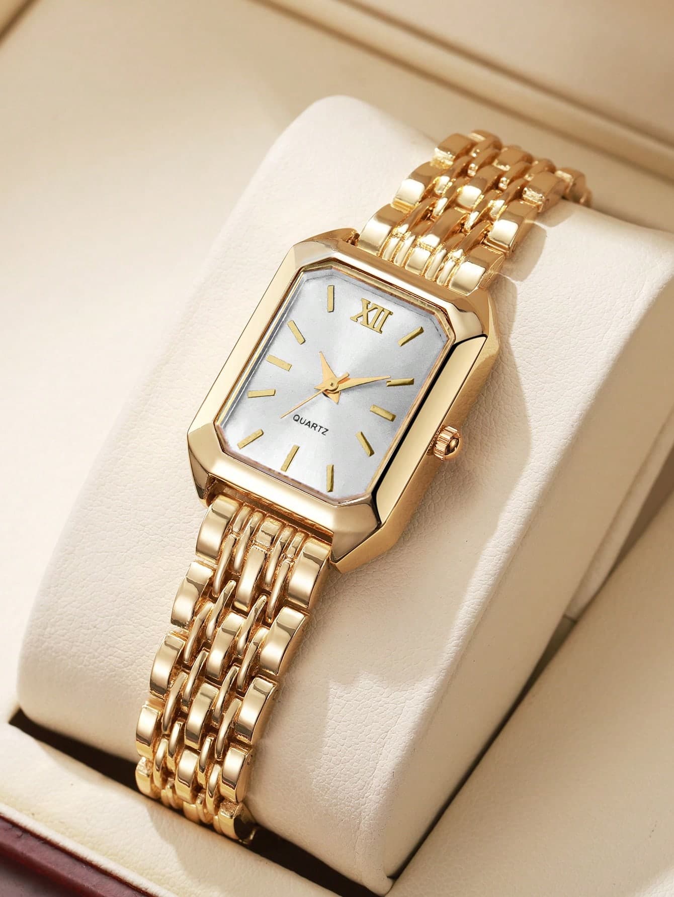 1pc Women's Fashion Casual Square Dial Steel Band Quartz Wrist Watch, Chic Style (Excluding Watch Box)