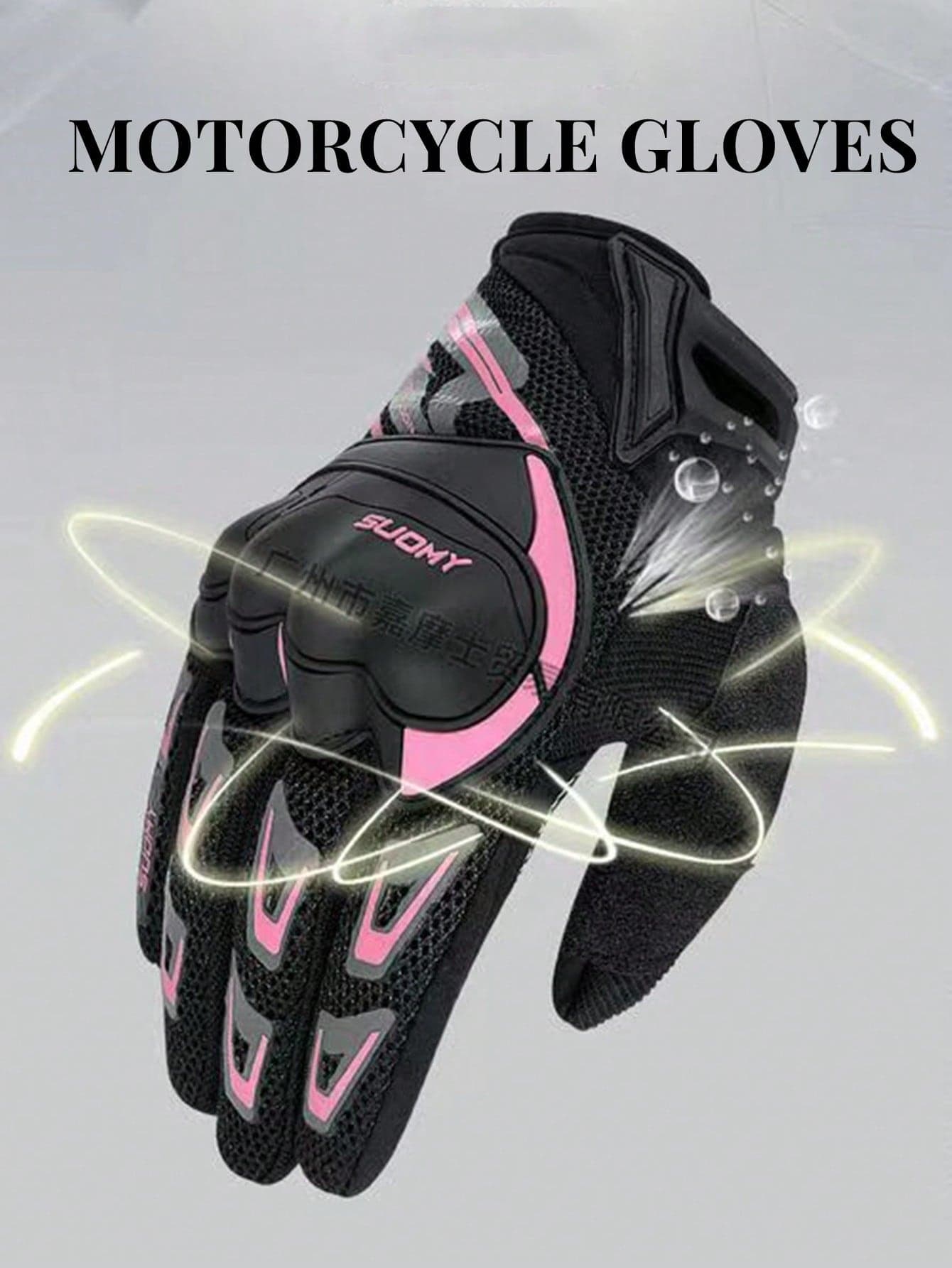 1 Pair Women's Black & Pink Motorcycle Gloves, Touch Screen Padded Breathable Anti-Slip, Suitable For MBX/MTB/ATV, Cycling Sports Gloves
