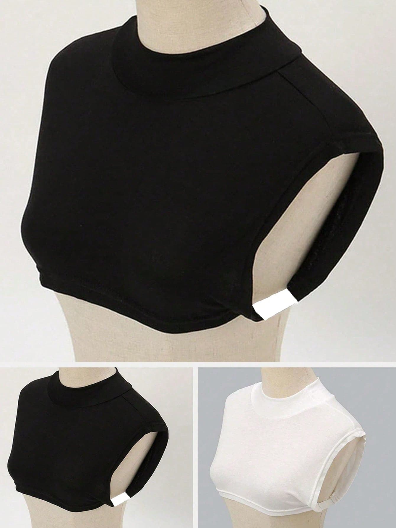 1pc Women Viscose Versatile Mock Neck Scarf, Solid Color Versatile Collar Decor Accessory For Dress For Christmas Decor